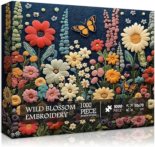 Rompecabezas de flores silvestres para adultos de 1000 piezas, diseño de flores, plantas, mariposas, arte temático, jardín de primavera,