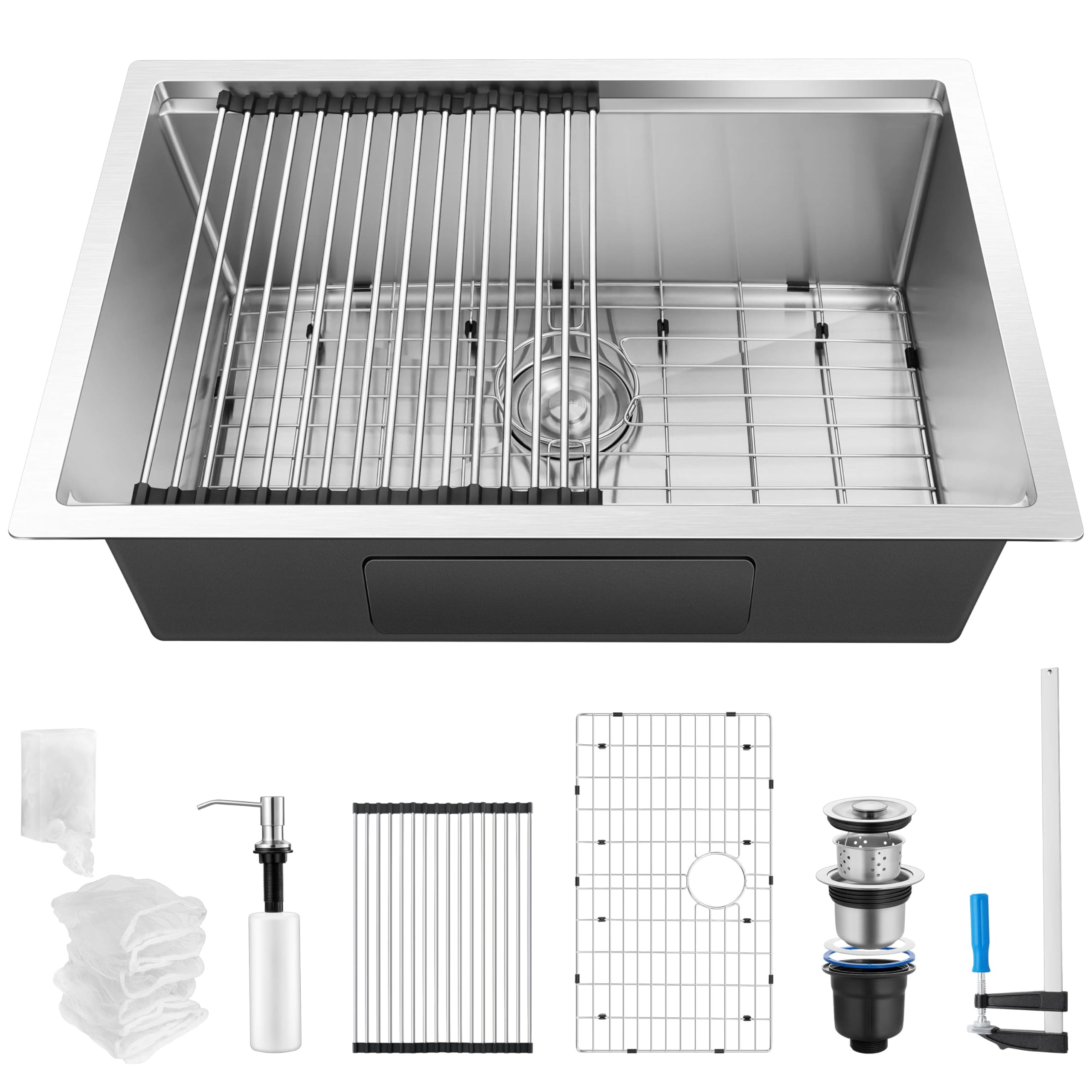 27x18Inch Undermount Kitchen Sink, Herogo Stainless Steel Single Bowl Kitchen Workstaion Sink Basin, Handmade 16 Gauge 10'' Deep Kitchen Sink with Accessories