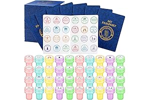 Kids' World-Travel Passport Stampers 120-Piece Pretend Play Adventure Set