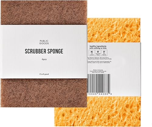 Public Goods Esponja de limpieza de nuez Esponjas de limpieza y fregado para platos y fregadero de cocina Esponjas naturales a base de plantas