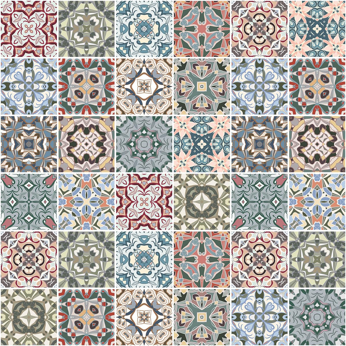 Lumalea Adesivo da bagno con motivo piastrelle di cemento 3617681511779, adesivo + protezione opaca, 90 x 90 cm
