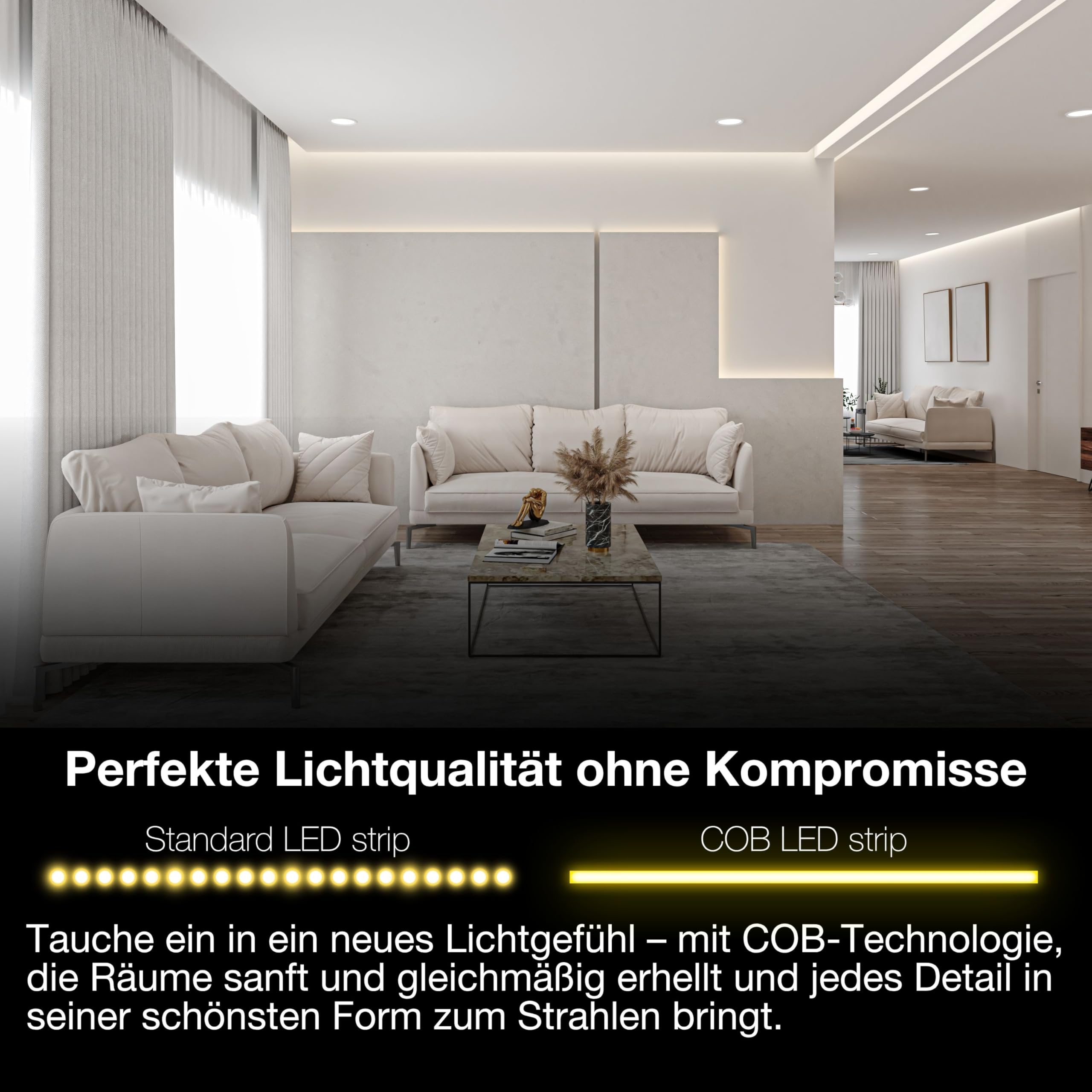 LEDVANCE SMART WIFI COB Strips dekorative COB-Streifen mit weißem; regulierbarem Licht und homogenem Lichteffekt; dimmbar; TW; gelb; Silikon; 3 m; Leuchtmittel nicht austauschbar