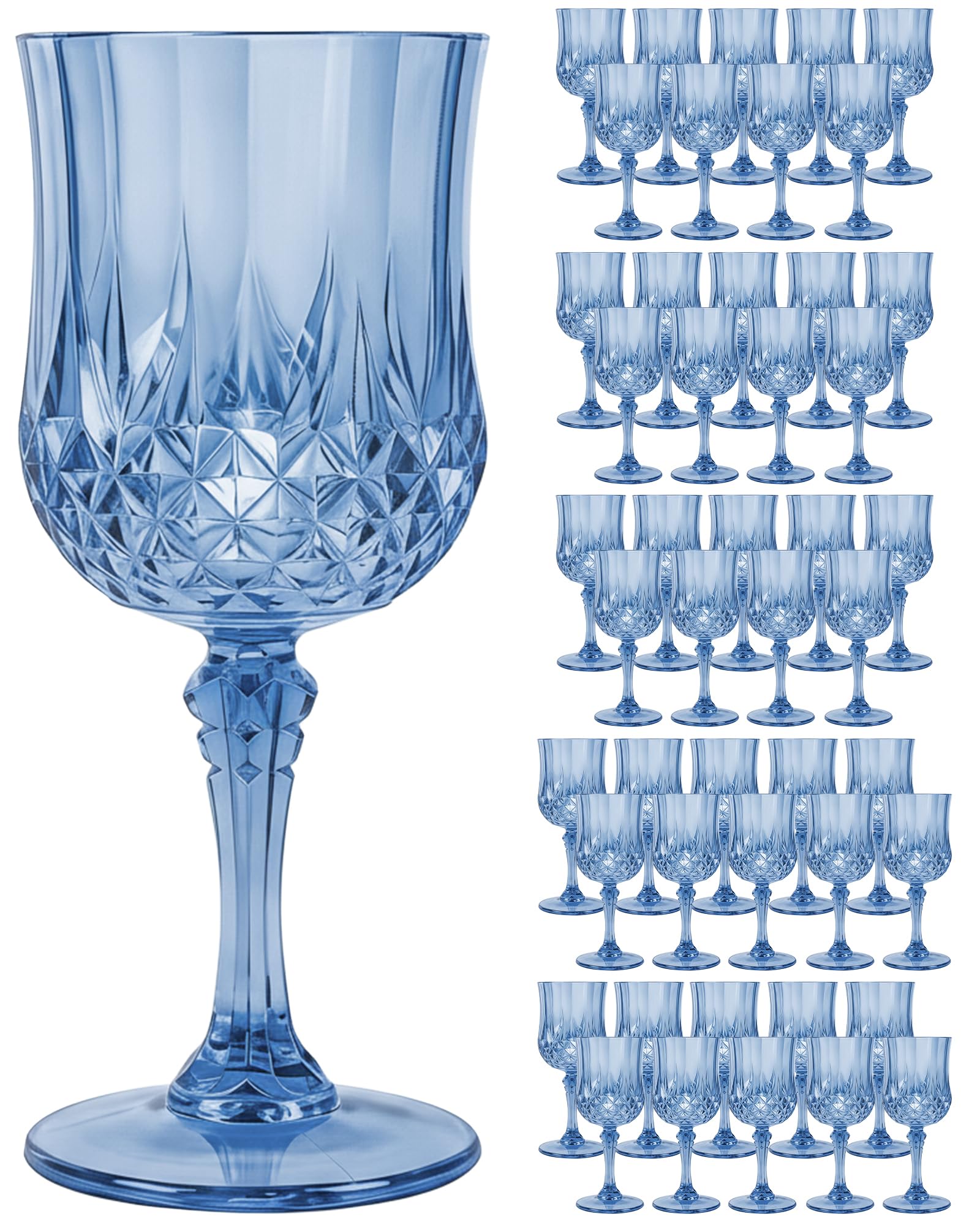 SDBALLBZ Plastic Wine Glasses Set, 7oz Vintage Goblets Shatterproof Unbreakable Reusable & Disposable, Drinking Glasses with Stem, for Wedding Outdoor