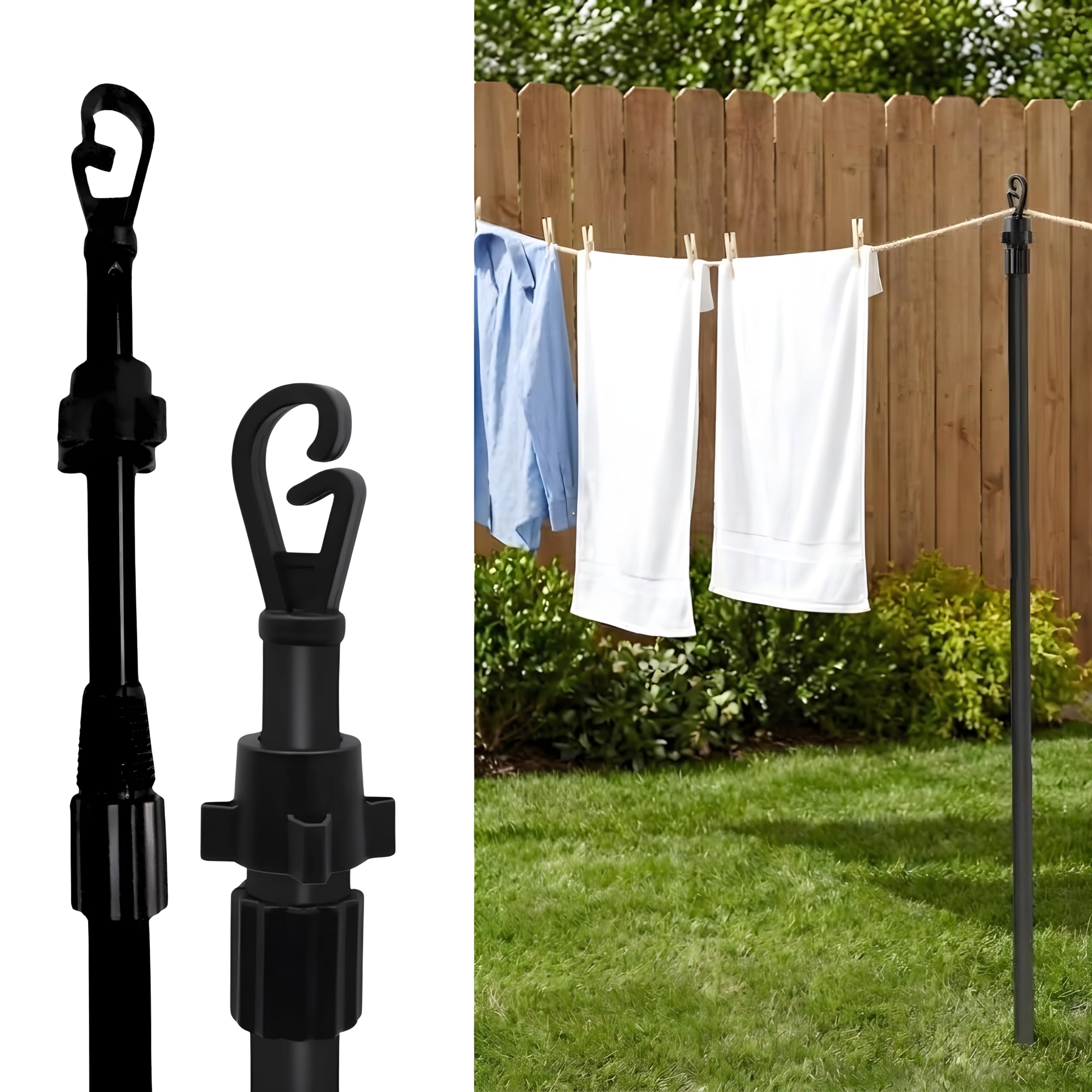 Salteasy Assorted Colors 2.4M Heavy Duty Clothes Line Support Pole, Extendable Washing Line For Outdoor Laundry Garden Home Use, Multicolor Outside Prop (1X Prop Line)