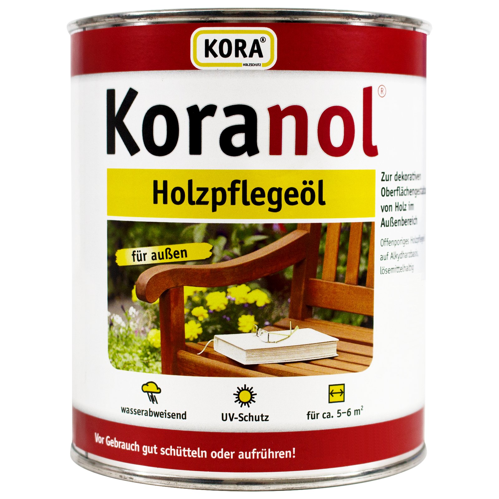 KORA® Koranol® Holzpflegeöl Außenbereich wetterfest – Holzöl für Terrasse, Gartenmöbel & Zäune – Bangkirai, Lärche, Pinie, – transparent, wasserabweisend, UV-Schutz (Pinie, 2,5 Liter)