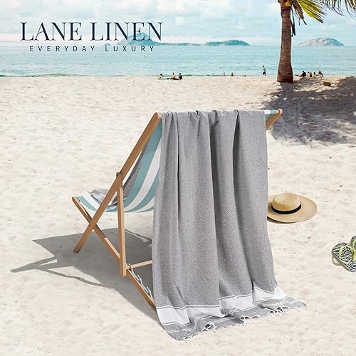 Miniatura 5 de LANE LINEN - Paquete de 4 toallas de playa de gran tamaño, prelavada de secado rápido, toalla de piscina extragrande, ligera a prueba de arena,