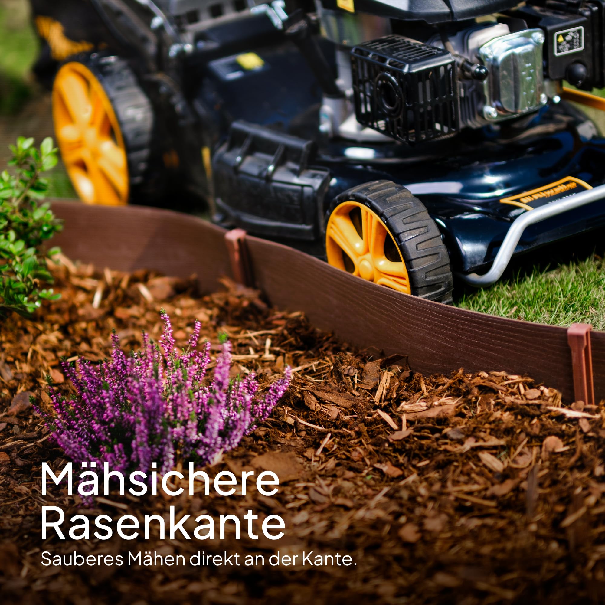 UNIGARDIA Flexible Rasenkante Kunststoff 10 m mit 20 Kunststoffnägel, Braun