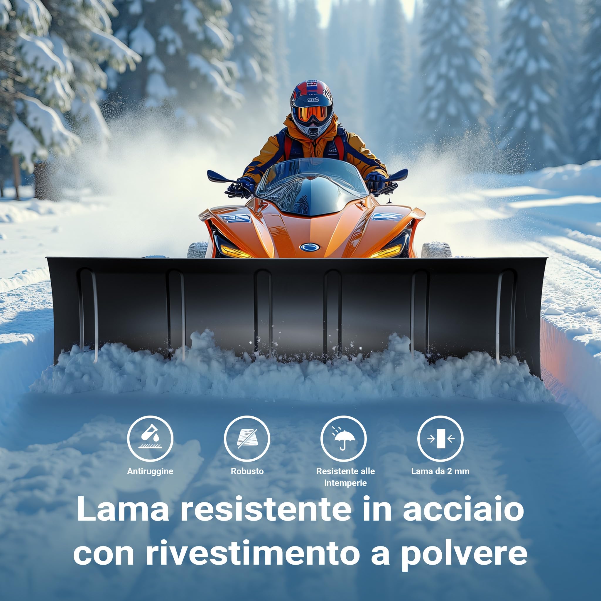 Wiltec Spazzaneve per quad, 120cm x 40 cm, regolabile, Sgombraneve Spartineve