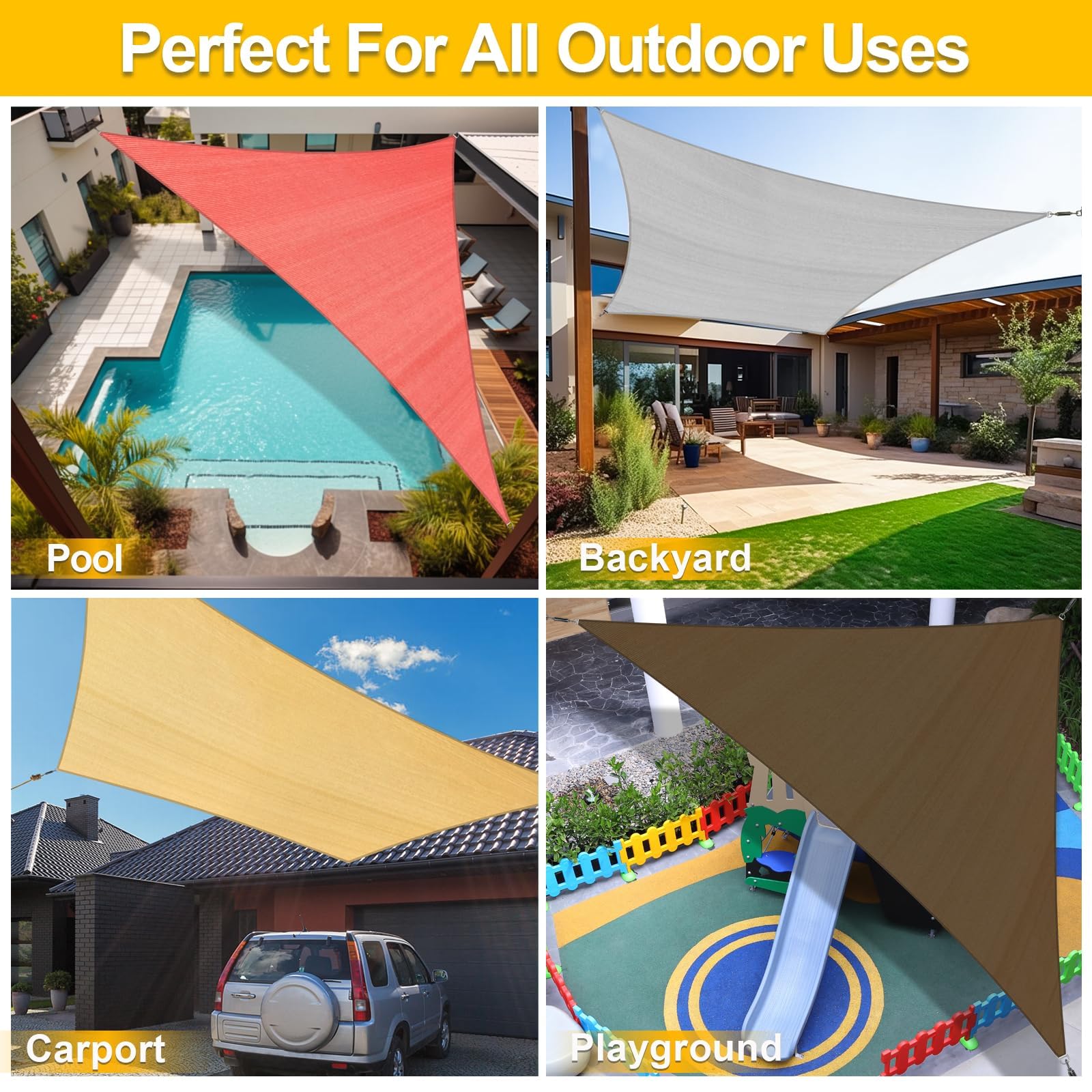 Amazon.com : KANAGAWA Sun Shade Sail Curved 24'X24' Sand Rectangle