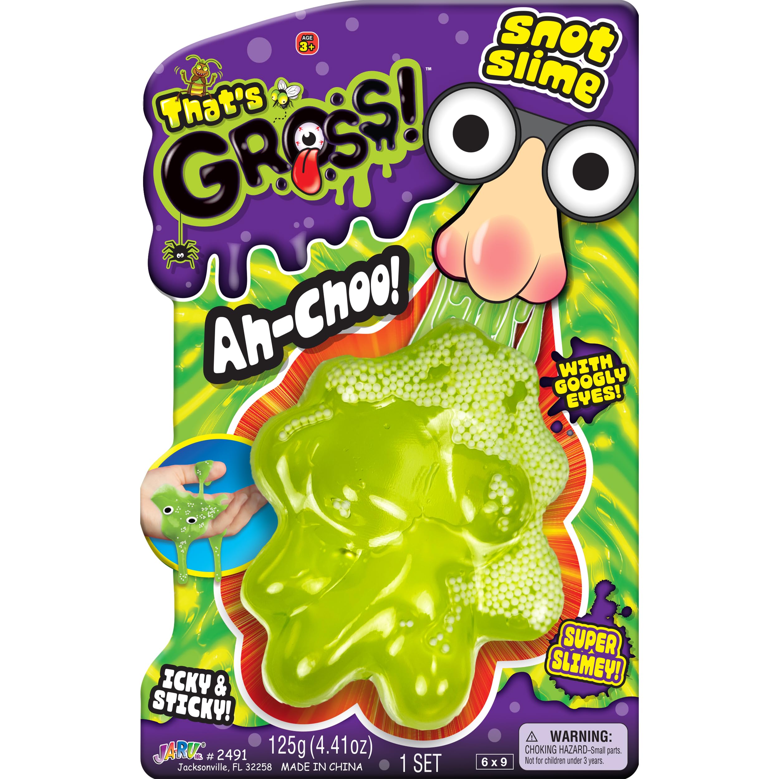 JA-RU That's Gross! Snot Slime with Googly Eyes, Stretchy Prank Toy 1-Pack