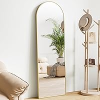 Sweetcrispy 60x16 Gold Arched Full Length Mirror - Standing Leaning Full Body Mirror with Thin Aluminum Alloy Frame for Bedroom Closet