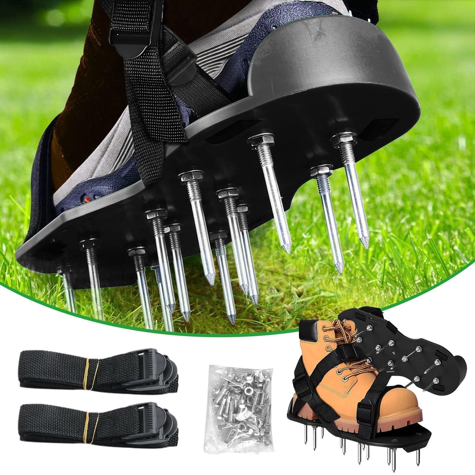 Chaussures Aératrices De Pelouse Avec Pointes En Acier - Semelle Réglable, Léger, Pour Jardin, Petites Pelouses - Aération Du Sol