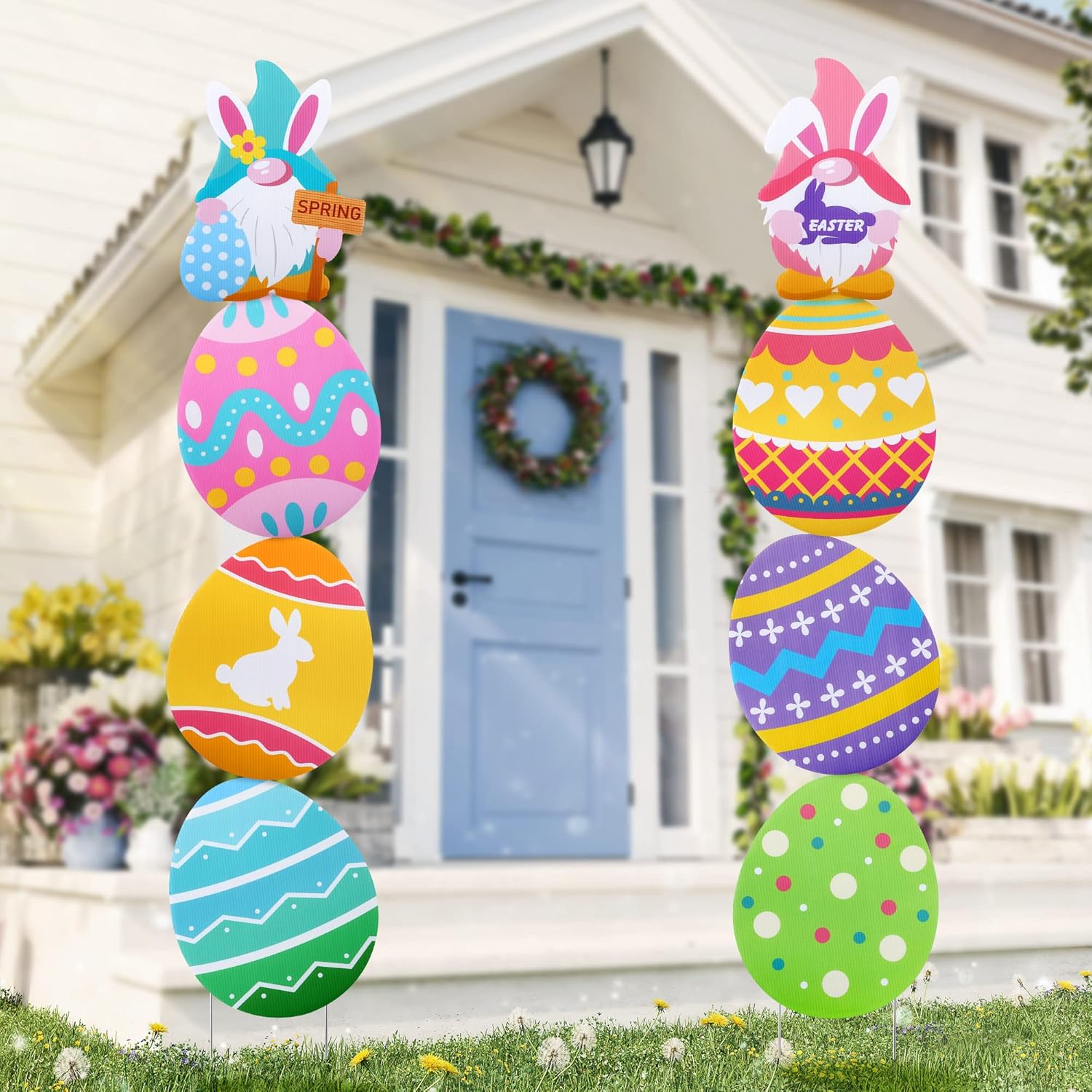 2 Pack 47.2 x 11.8 Easter Yard Signs Decorations, Large