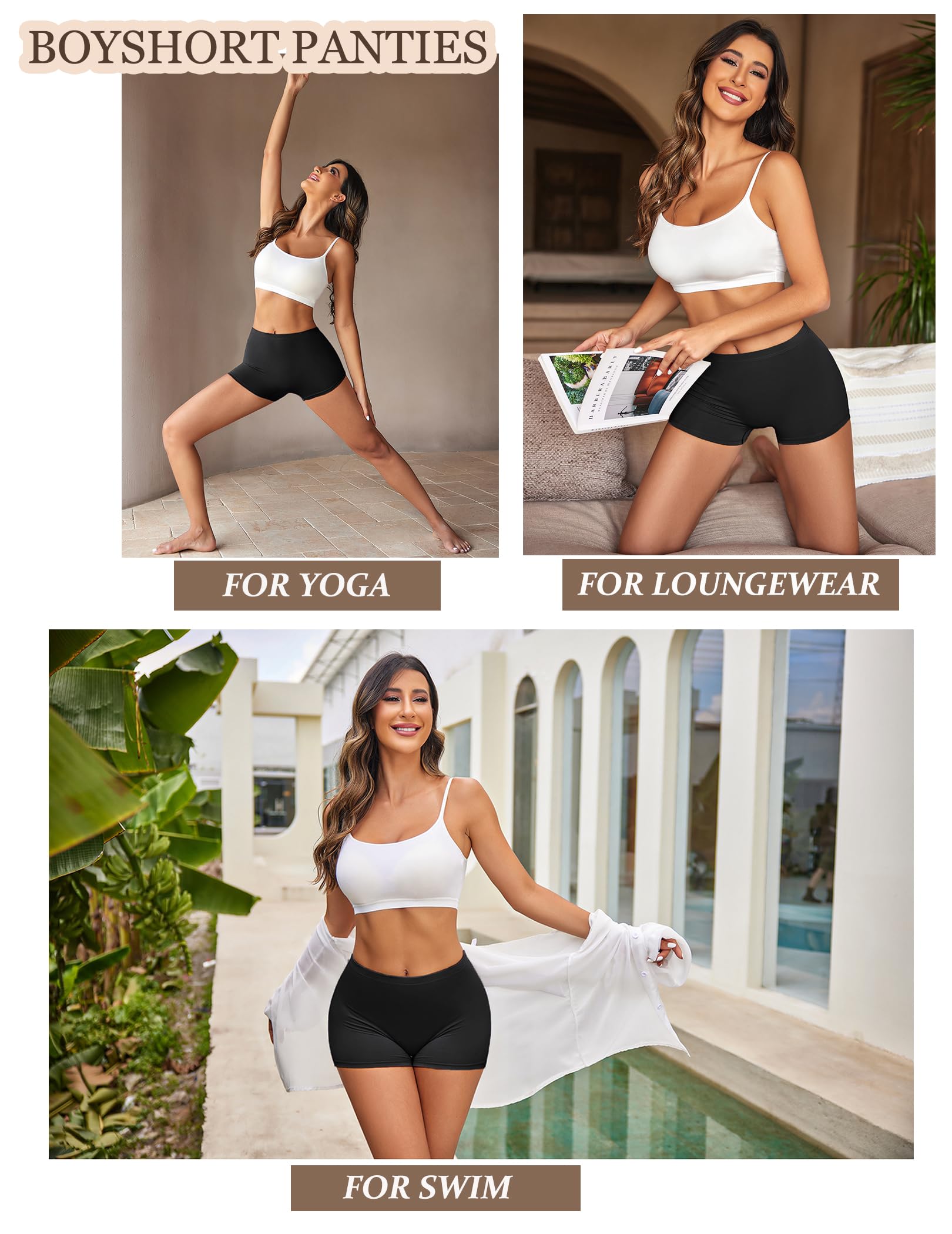 Ekouaer Boyshort Mutandine da Donna morbide Slip Invisibili, Confezione da 3 Boxer Senza Cuciture, Taglie S-XXL