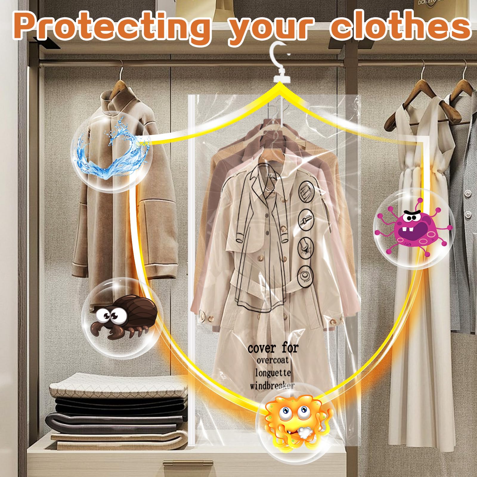 Vacuümzakken voor kleding - 5 stuks - 135 x 70 cm - hangende