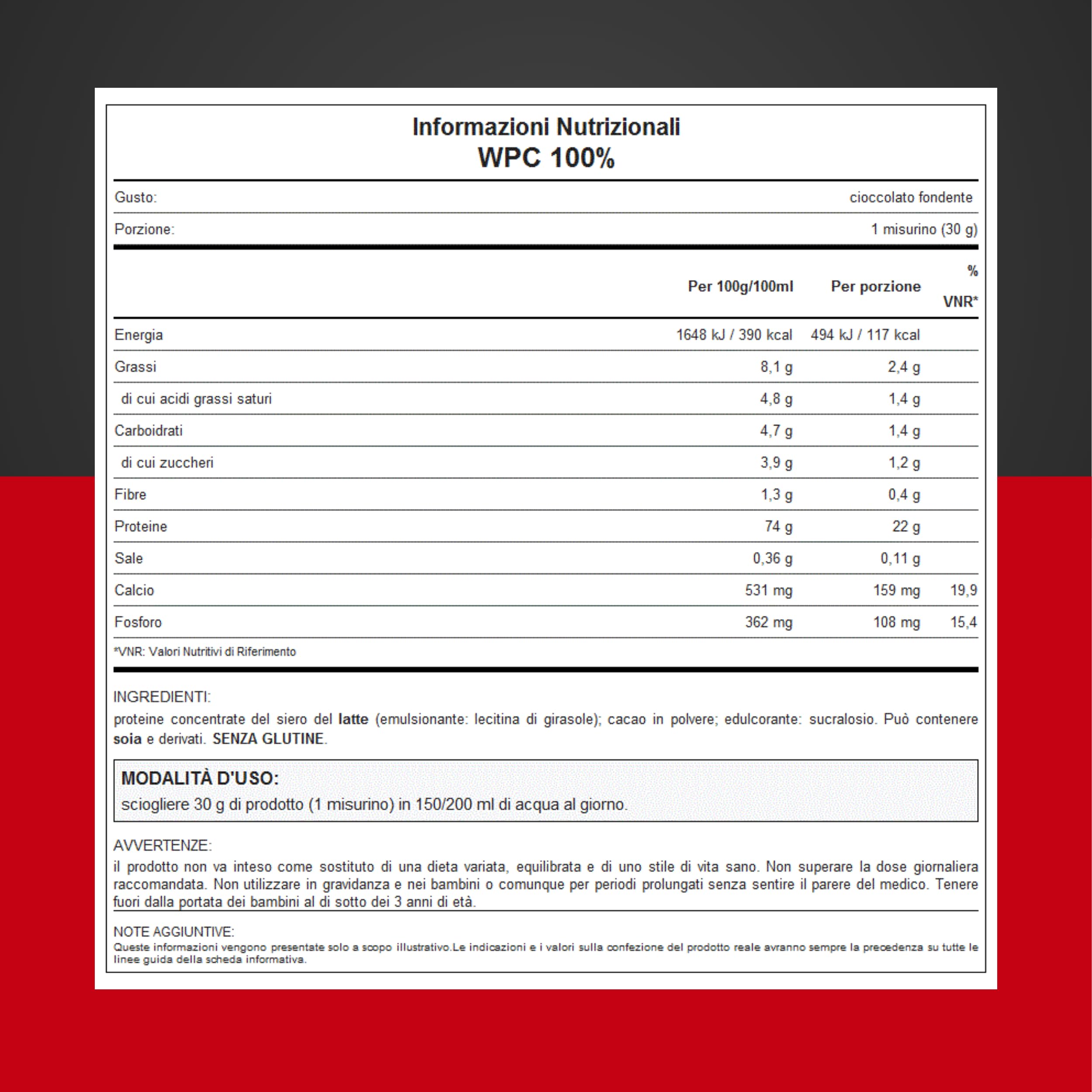 WHY SPORT WPC 100% WHEY - Proteine Whey - Proteine in Polvere per la Massa Muscolare - Senza Glutine - Gusto Cioccolato fondente -1 Kg
