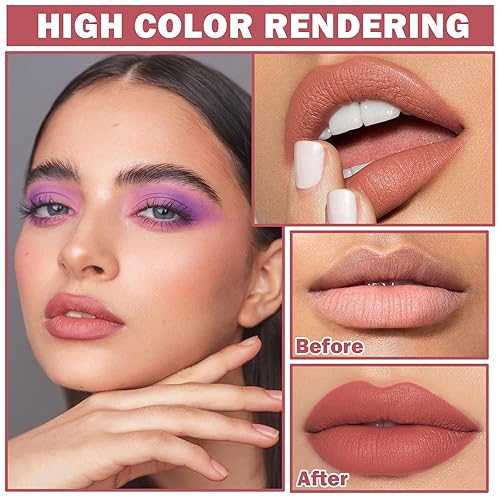 Miniatura 3 de Juego de 5 colores de tinte de labios para despegar y quitar, brillo de labios de color nude, lápiz labial líquido mate, taza antiadherente, tinte