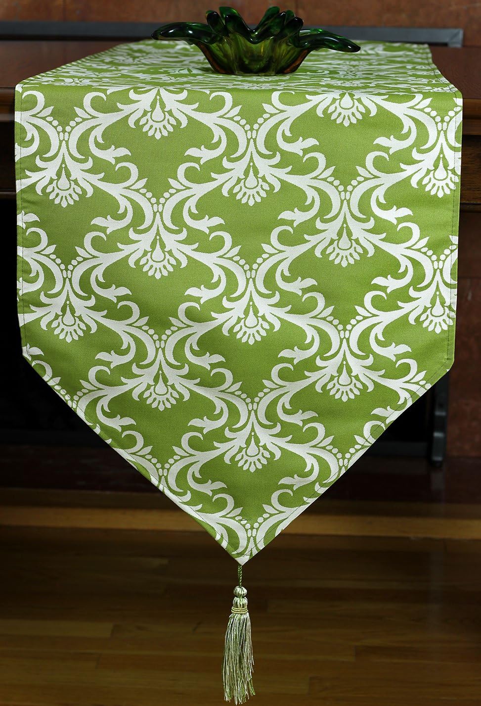 Banarsi Designs DamaskStyle Elegant Table Runner (Green
