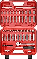 Vista 1 de Mayouko 62 Pieces 1/4 Inch Drive Socket Set, SAE/Metric, 1/4" Dr. Socket Set with Ratchet and Adapters, 5/32-Inch - 9/16-Inch, 4mm - 14 mm