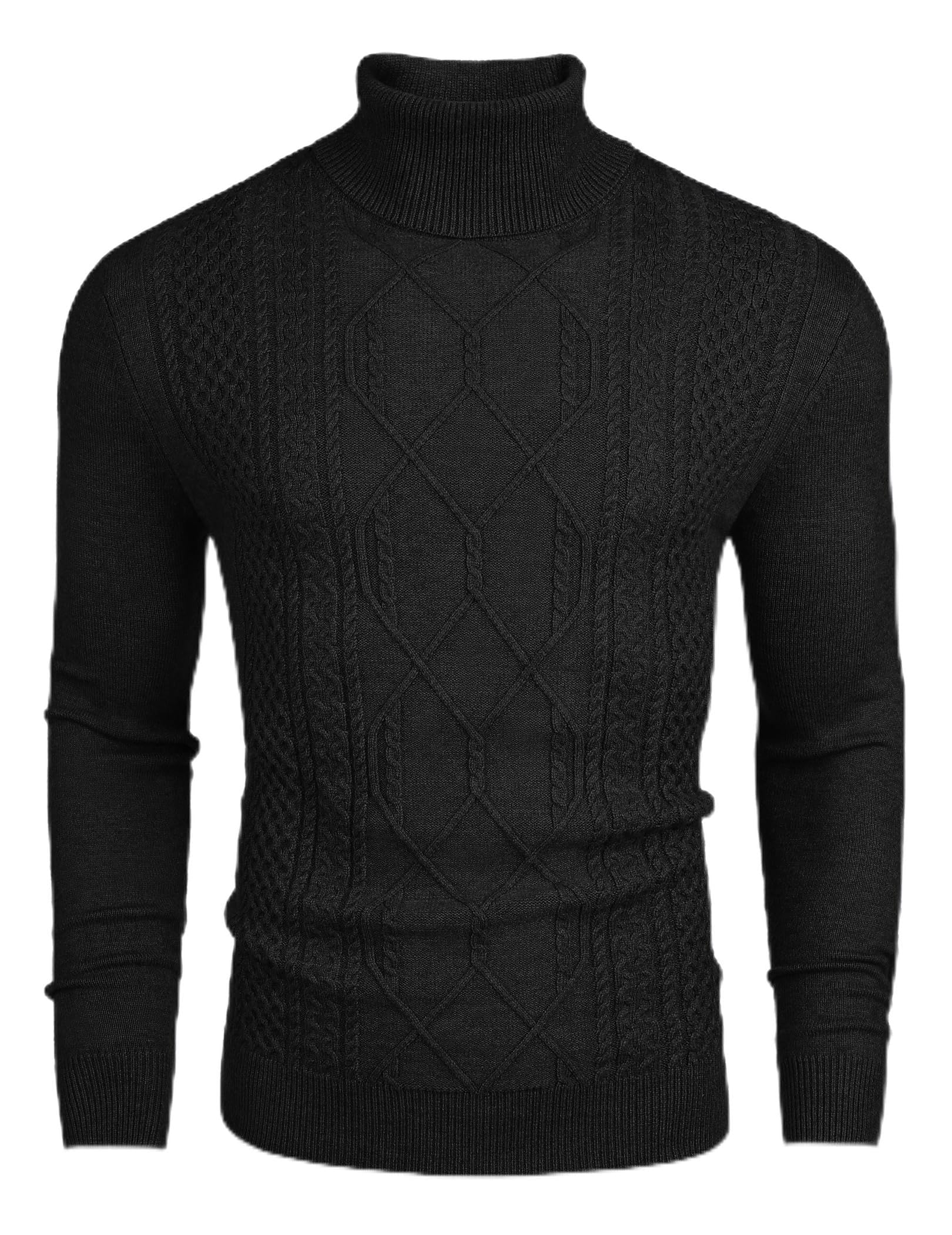 COOFANDY Herren Rollkragenpullover Langarm Strickpullover Zopfmuster Slim fit Winterpullover Business Basic Sweaters