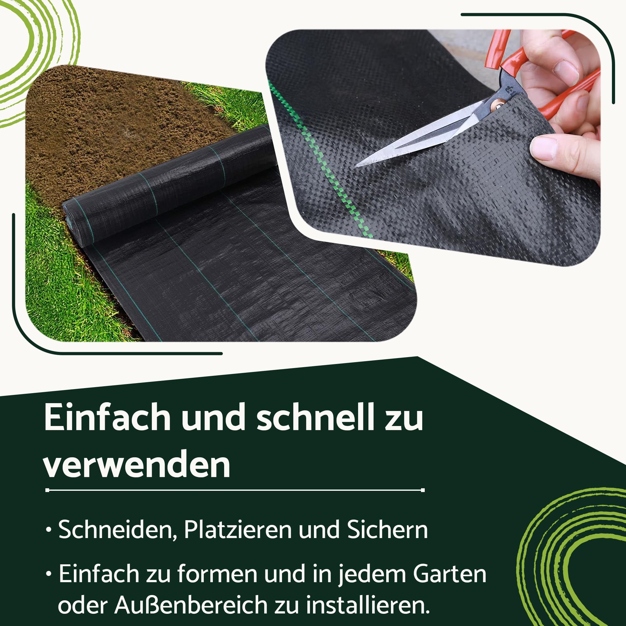 GARDENIX Unkrautvlies mit 50 Anker 100m² (1m x 100m) - Wasserdurchlässig 100g/m² - Schwarz UV-beständig Unkrautgewebe, Unkrautschutzfolie, Bodengewebe, Unterbodengewebe