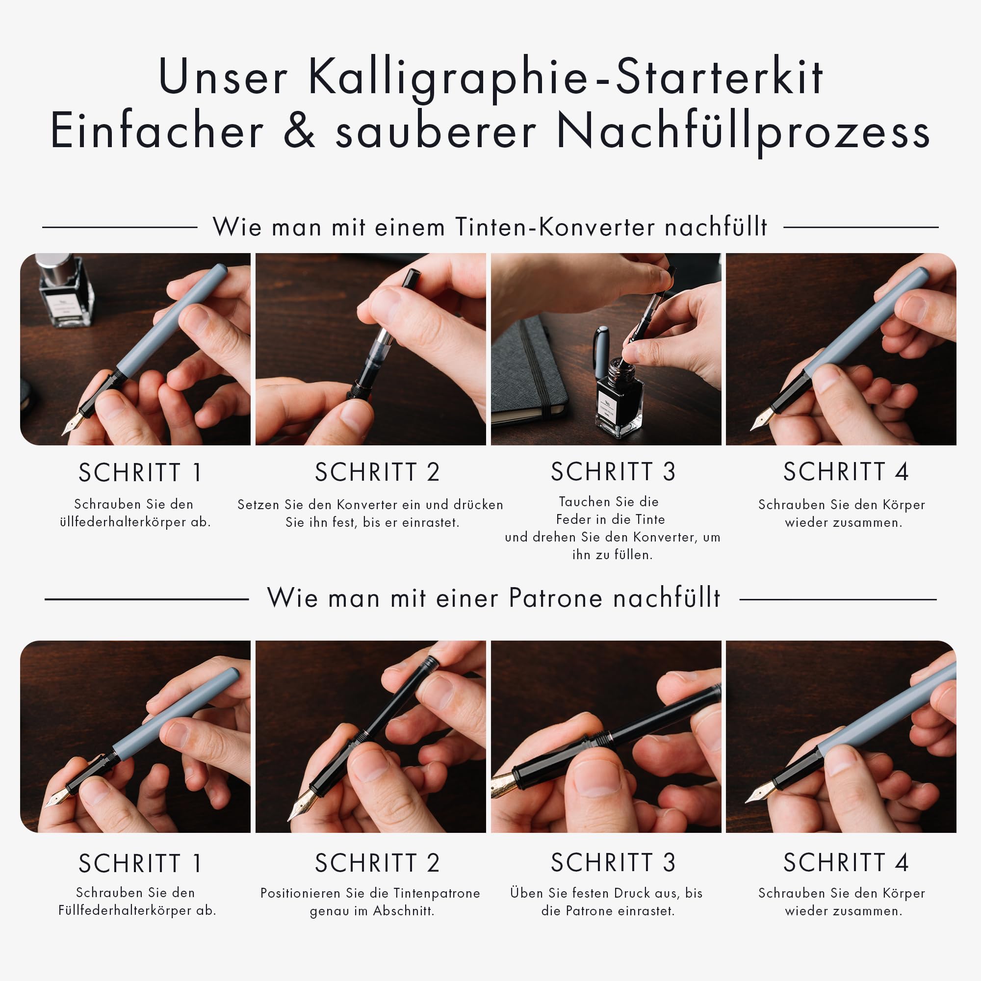 Wordsworth & Black Kalligraphie Set Anfänger, 2 Stifte, 5 Federn, Grün