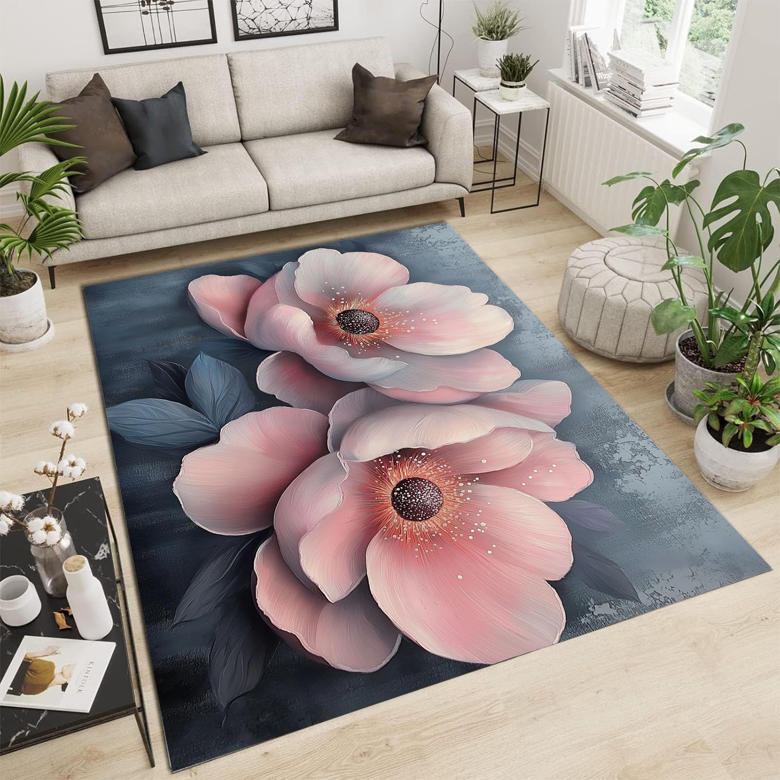 Moquette pour chambre antidérapant rose 200x300 grand tapis de sol lavable