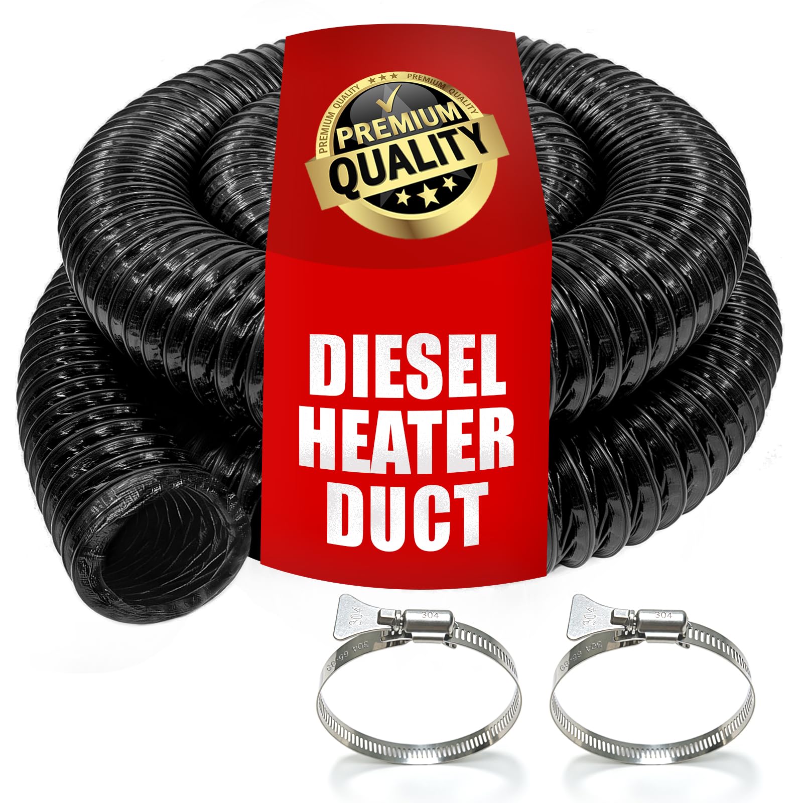 Diesel Heater Hose, Flexible Nylon Air Ducting Black