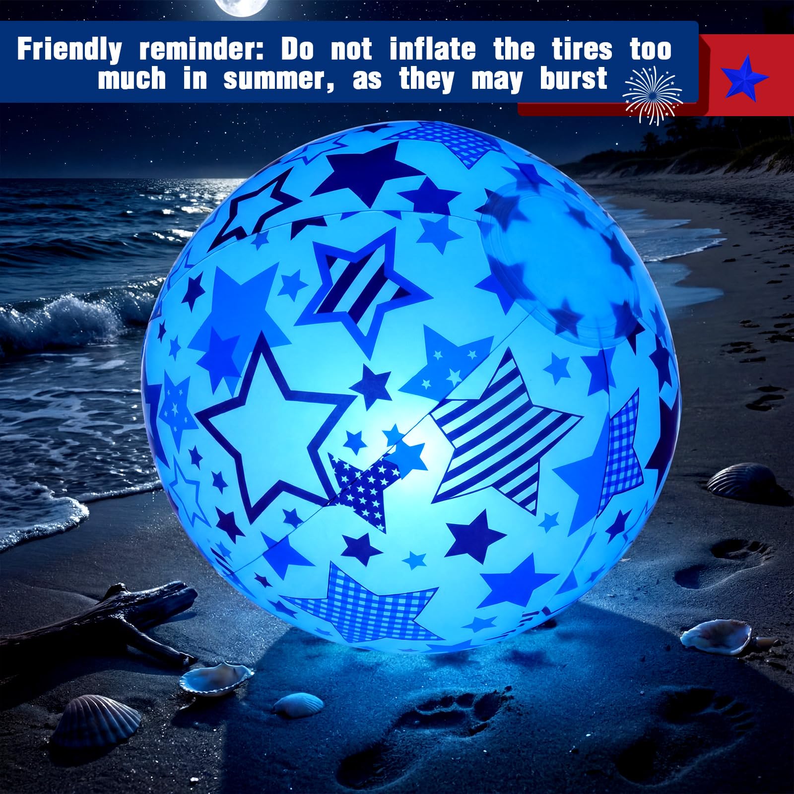 Foilswirl Lot de 6 balles de plage lumineuses pour le 4 juillet - 30,5 cm - Ballons de plage géants gonflables - Rouge, blanc et bleu - Pour adultes - 250e anniversaire de mariage - Pour l'été, la
