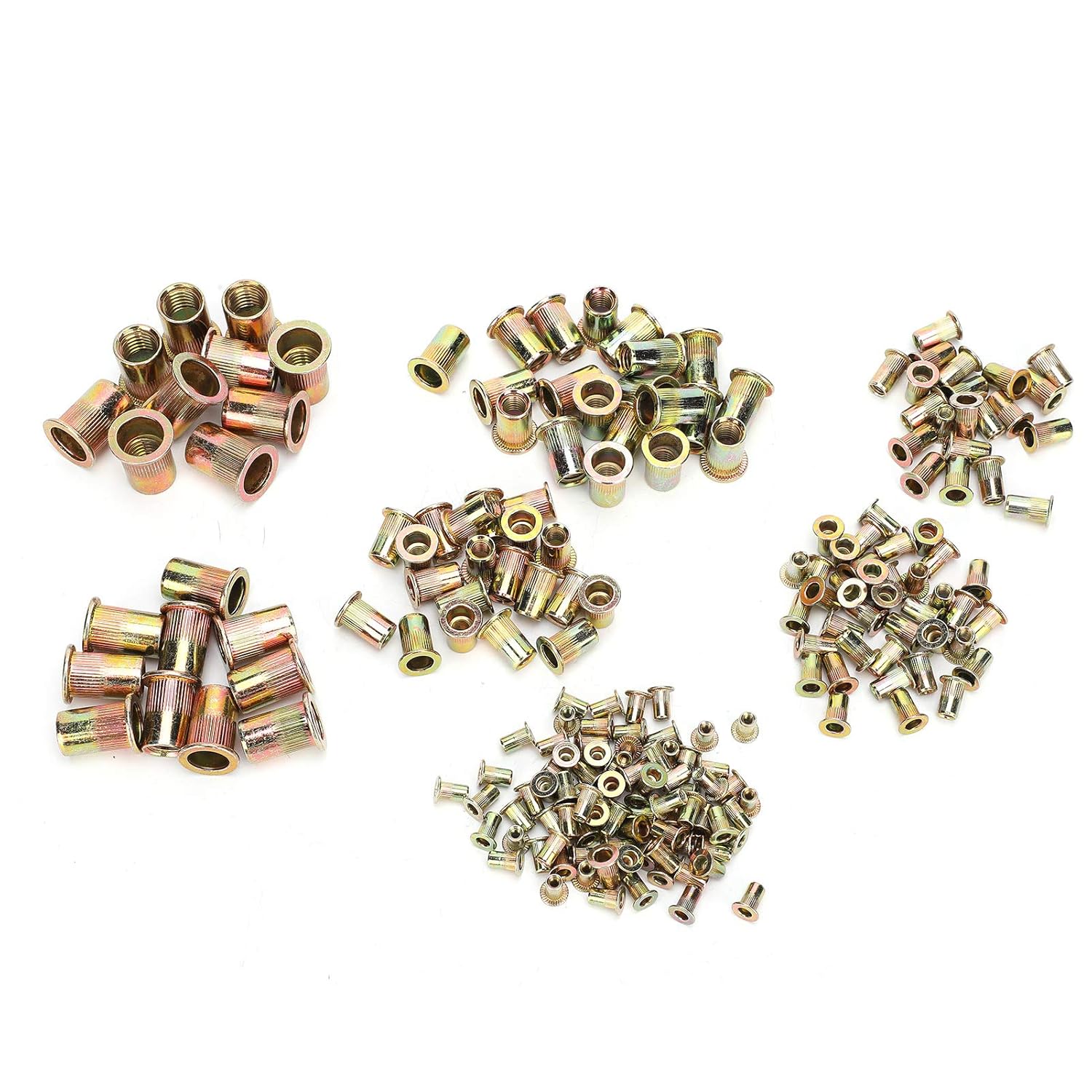 220Pcs Rivet Nut Assortment Kit, Female Thread Knurled Nuts, Threaded