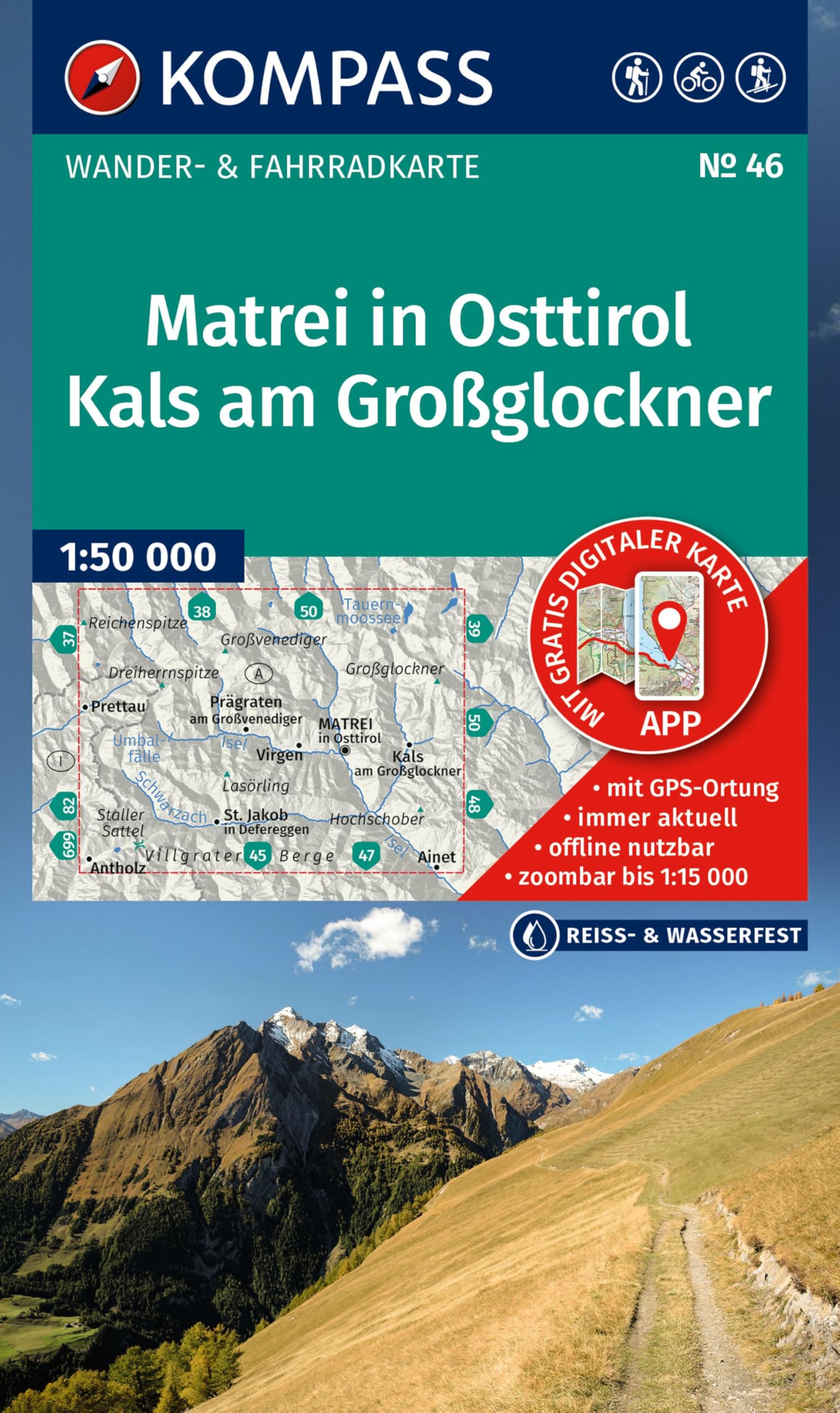 KOMPASS Wanderkarte 46 Matrei in Osttirol, Kals am Großglockner