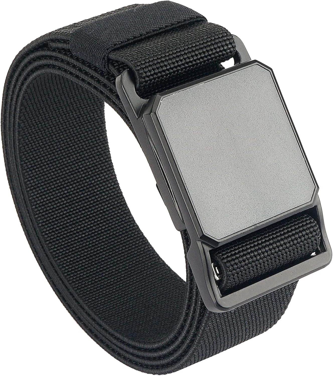 Tactical Elastic Belts for Men Quick Release Magnetic Buckle Stretch Webbing Heavy Duty Work Golf Belt 1.5inch Wide