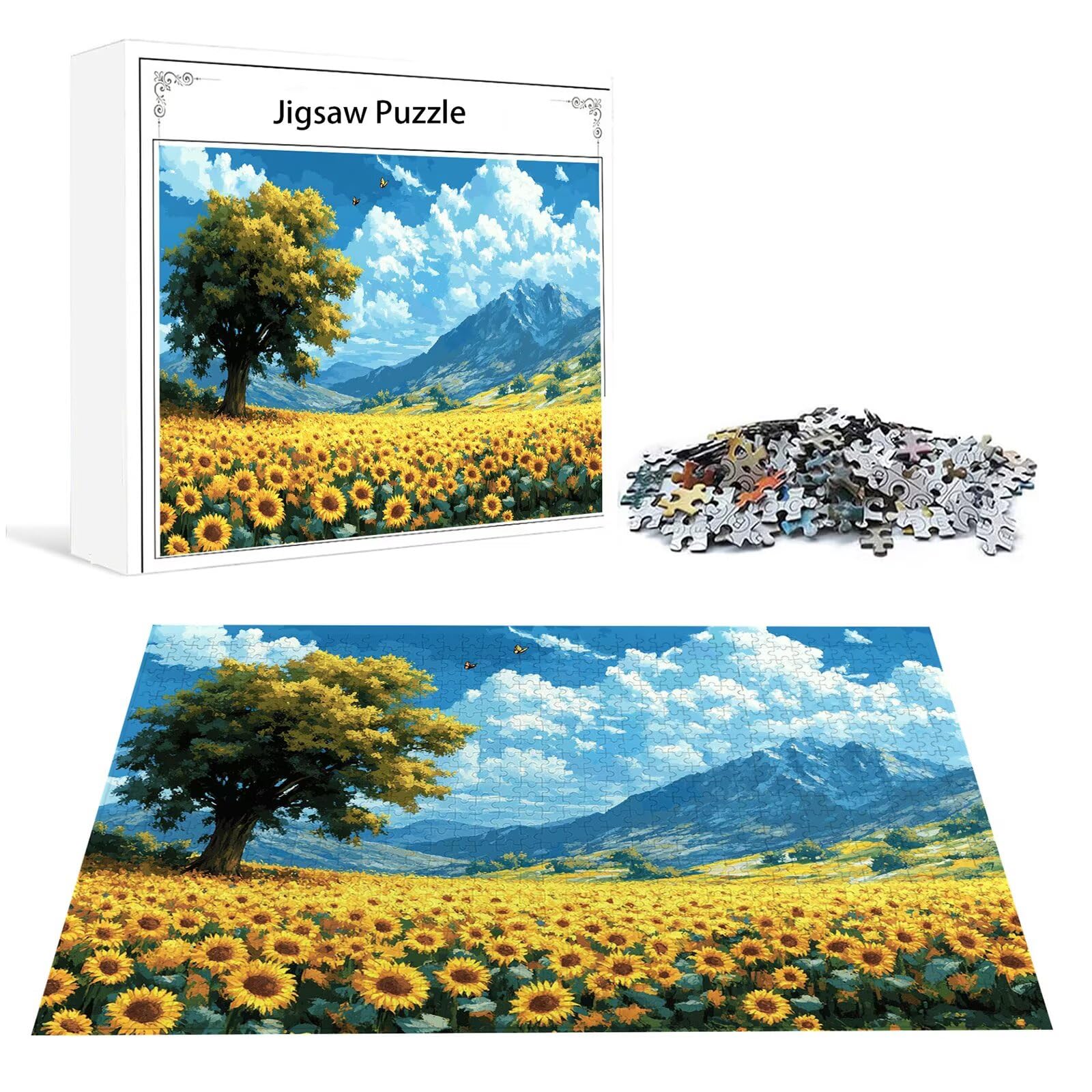 Puzzle krajobrazowe, 5000 elementów, dla dorosłych, klasyczne puzzle, słonecznik, Jigsaw, wyrafinowane, imponujące, edukacyjne, dla dzieci, drewniane puzzle, odpowiednie dla wszystkich grup wiekowych
