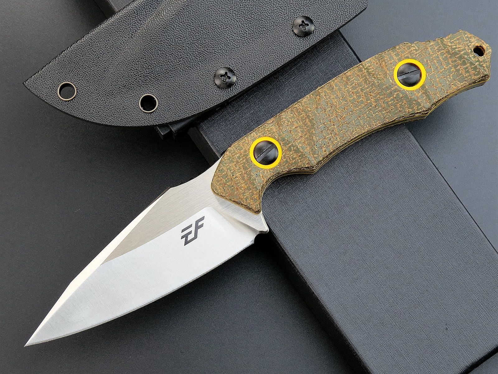 Eafengrow EF136 Fixed Blade Knife 154CM Steel Blade Micarta Handle Full Tang EDC Tool Compact Straight Knife for Working Camping Survival Adventure(Green)