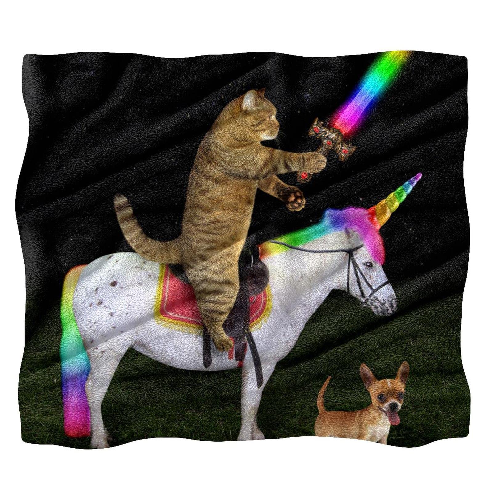 Coperta in pile per divano, divano o letto, accoglienti e morbide coperte gatto unicorno cane