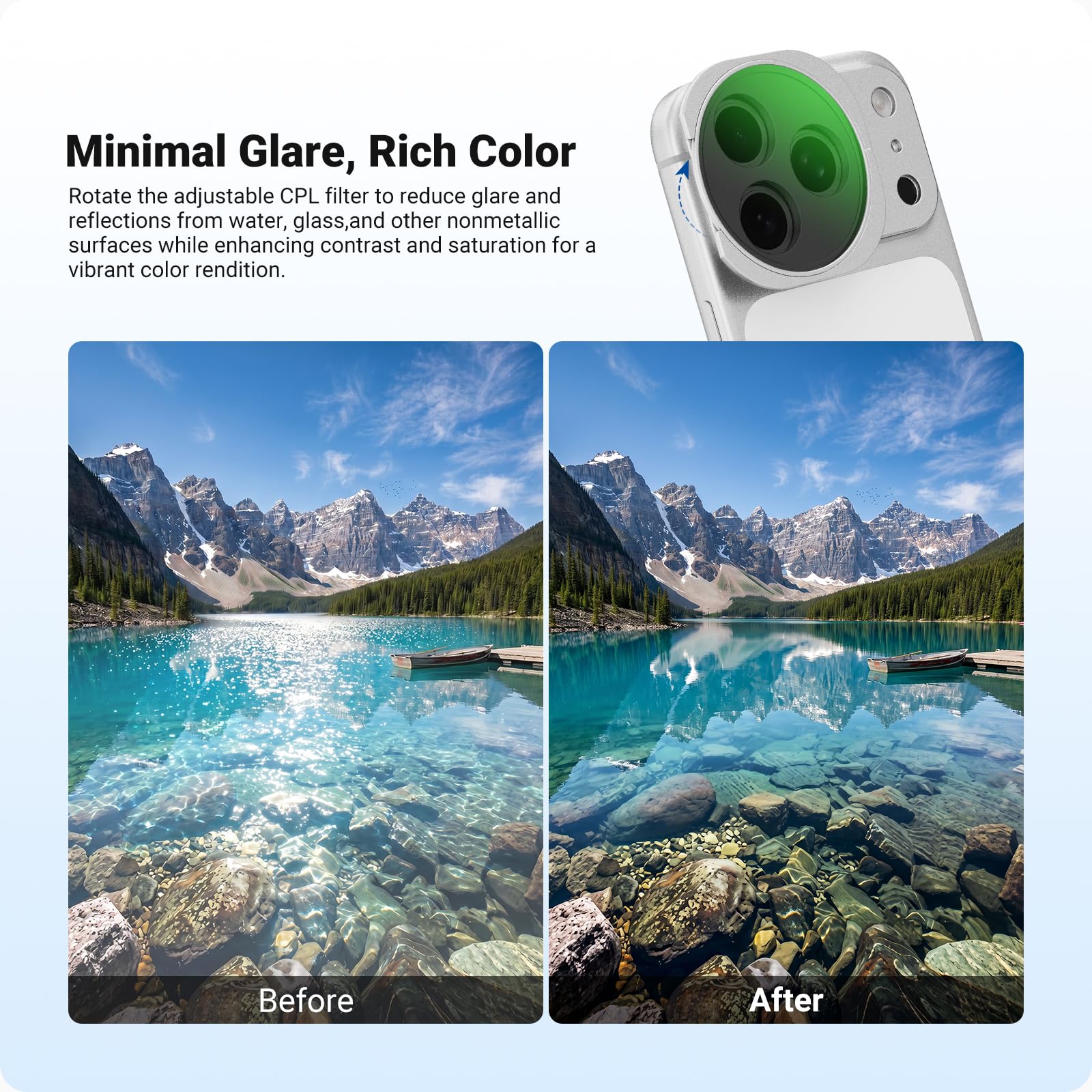 NEEWER Filtro ND Variabile + CPL Solo Compatibile con iPhone 17 Pro, Polarizzatore Circolare Regolabile e Densità Neutra (ND2-32) Magnetico, Accessori Fotografia con Backplate Adesiva, Argento, FH-15