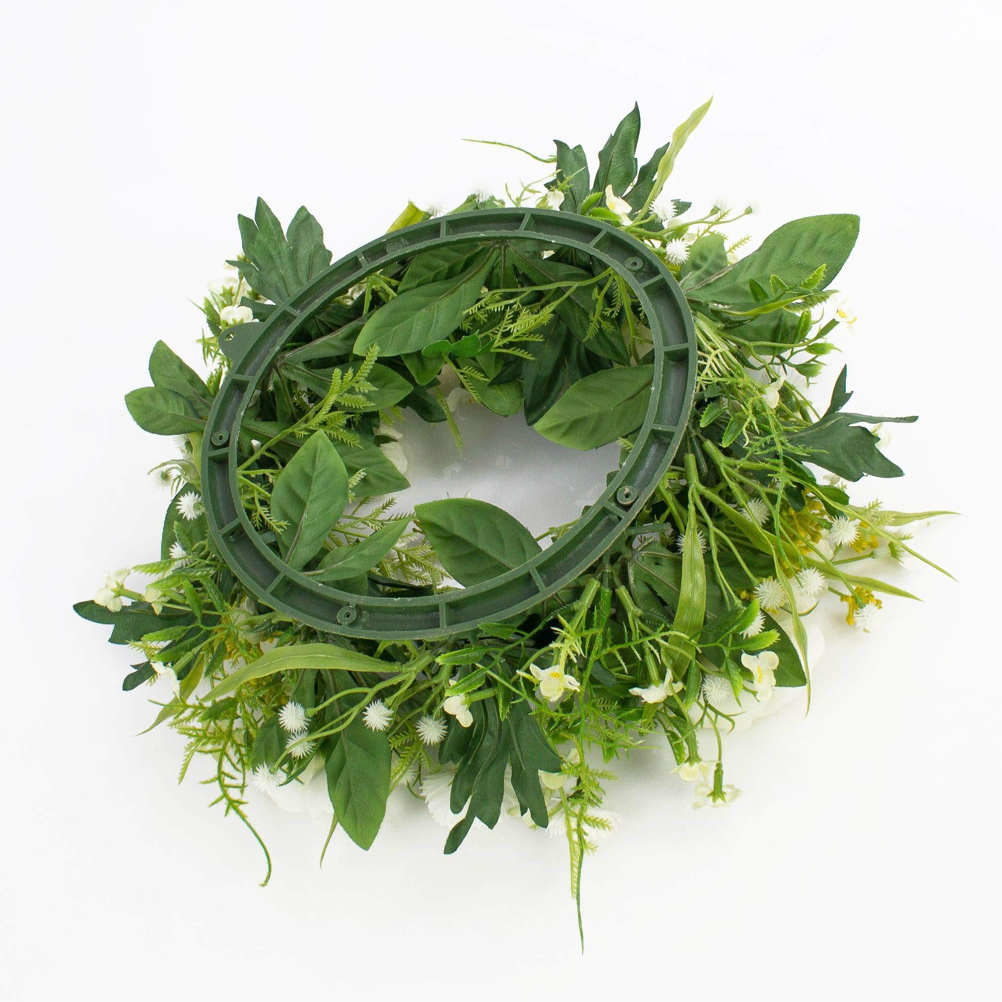 artplants.de Deko Sommerkranz, Ranunkeln, Gänseblümchen, Creme, Ø 25cm - Künstlicher Kranz - Türkranz