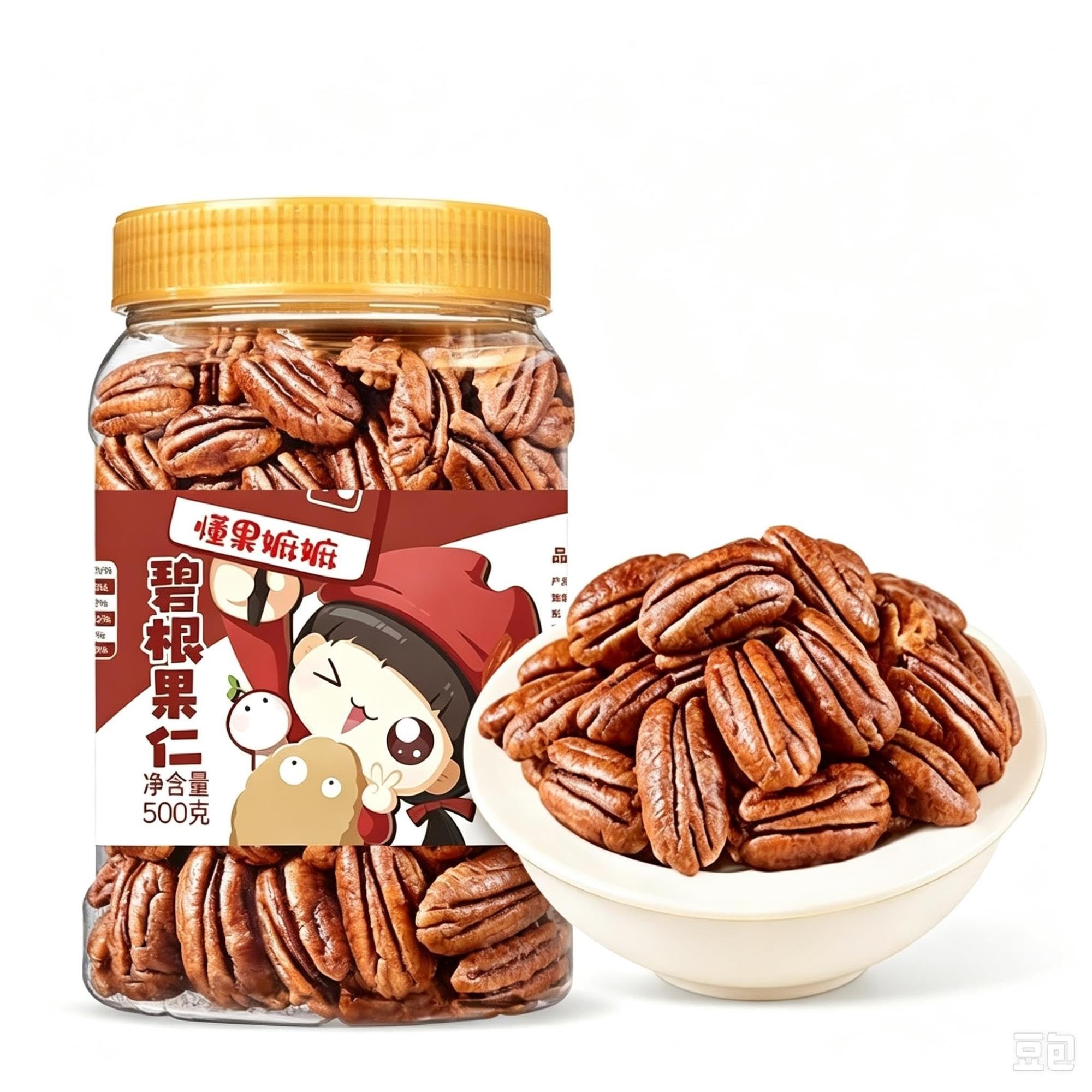 Granos de nuez pecana, tarro de 500 g, grande, sin cáscara