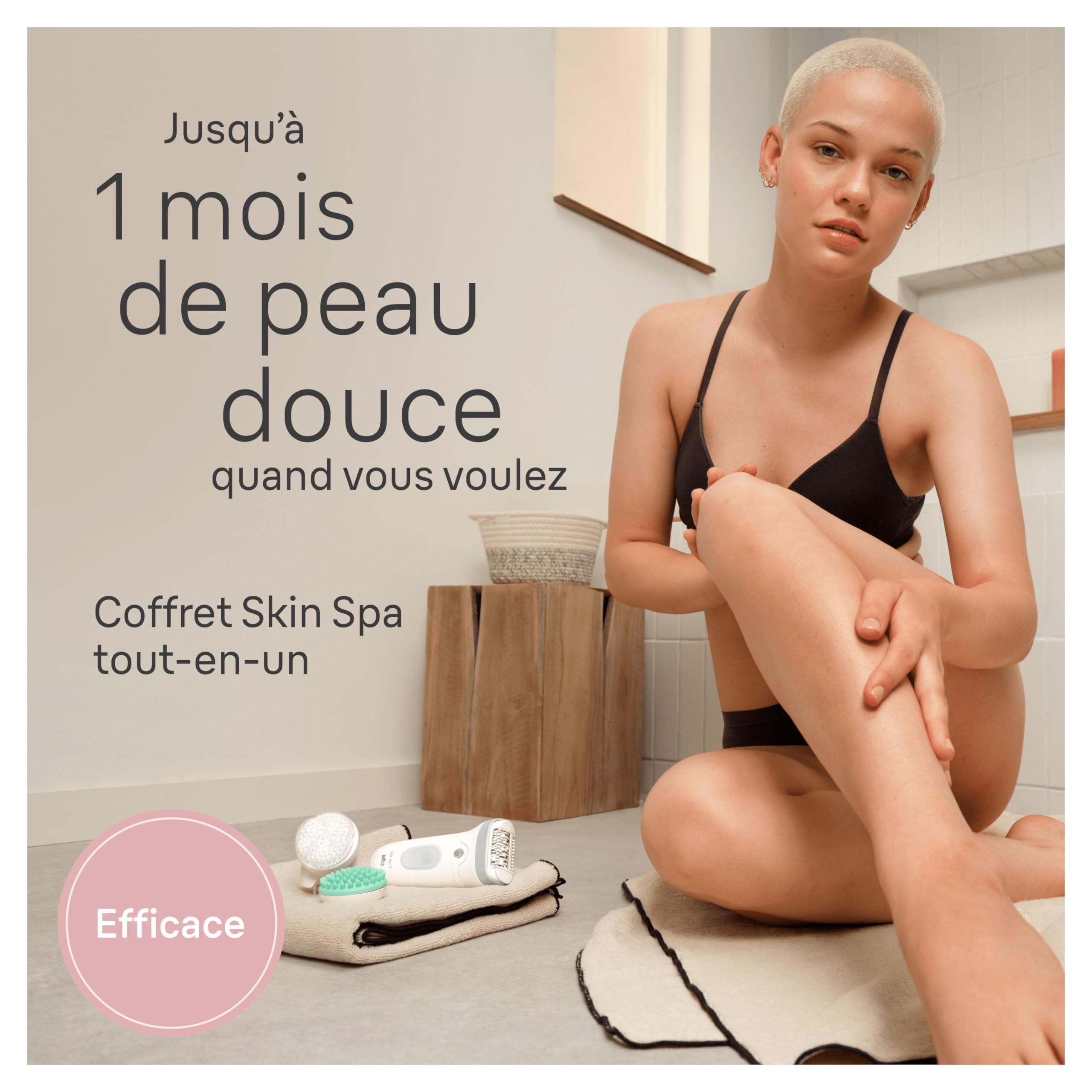 Braun Silk-épil 7 SkinSpa Épilateur Étanche Tête Large Sabot Tondeuse Kit Tout-En-Un Blanc/Argent