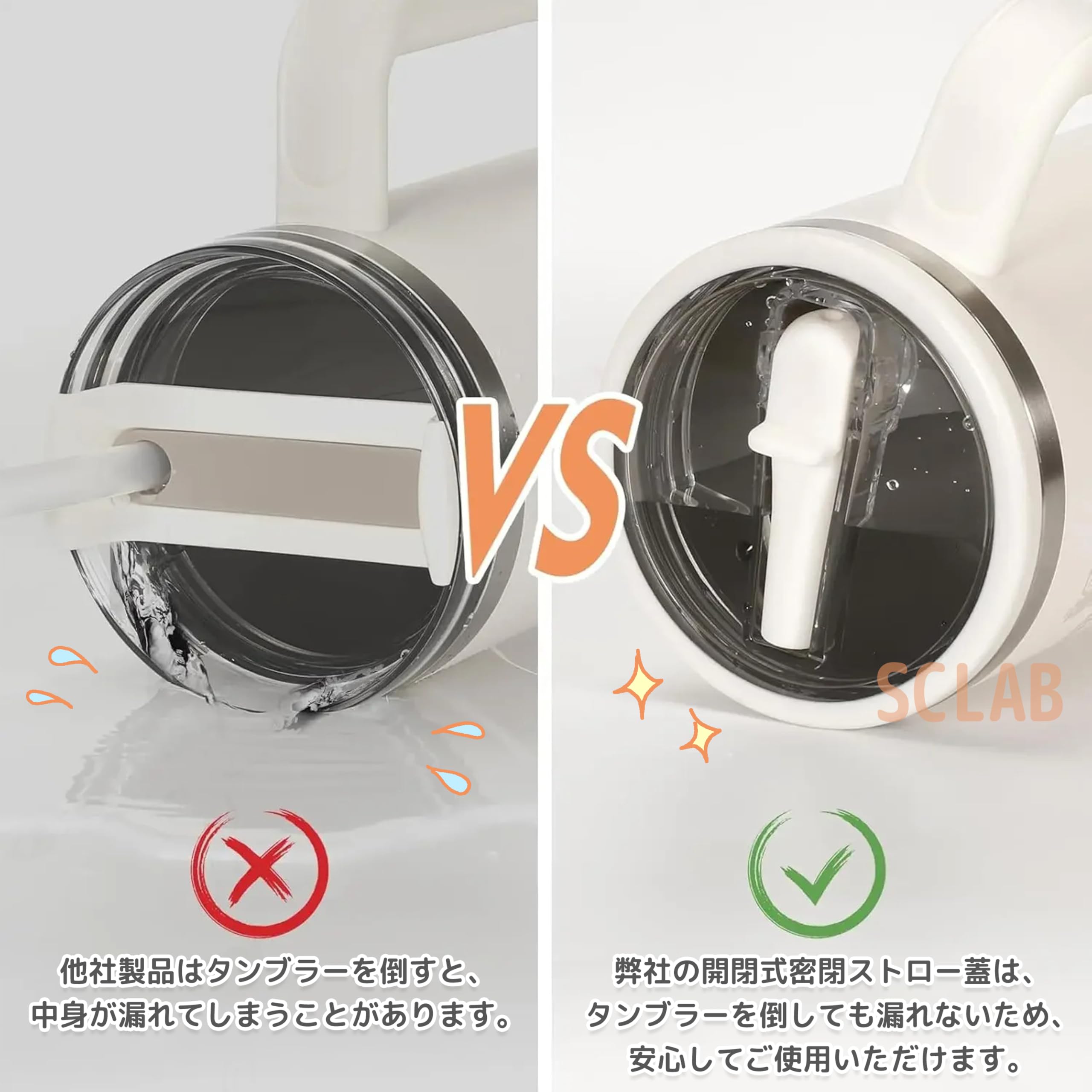 Amazon | SCLAB タンブラー 蓋 漏れ防止 密閉 ストロー付き 887mL(30oz 