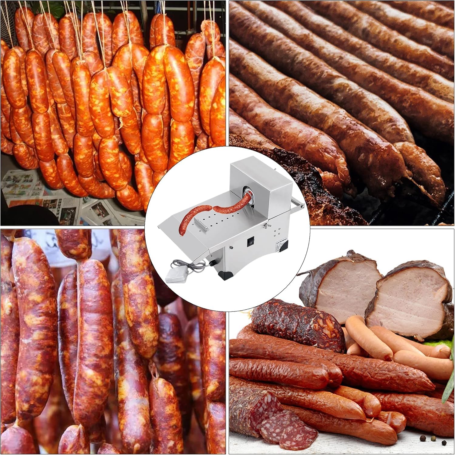 Machine Alimentaire à Nouer Les Saucisses Automatique, éQuipement Professionnel en Acier Inoxydable, 2 Modes (Ouverture 50mm), pour Restaurants Et Traiteurs