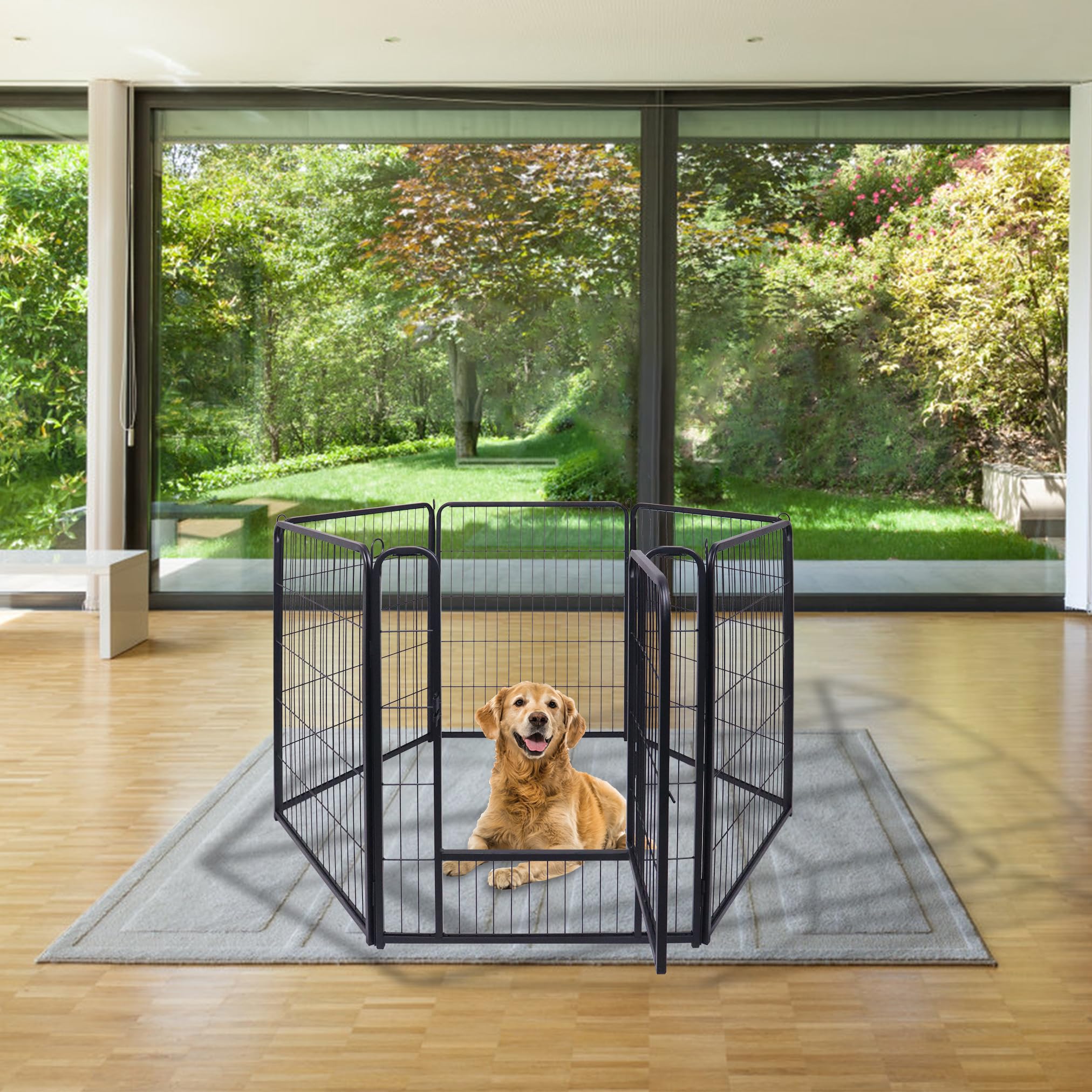 UISEBRT Parque para cachorros con puerta, flexible, plegable, para perros, gatos, cachorros, conejos (65 x 80 cm, 6 unidades)