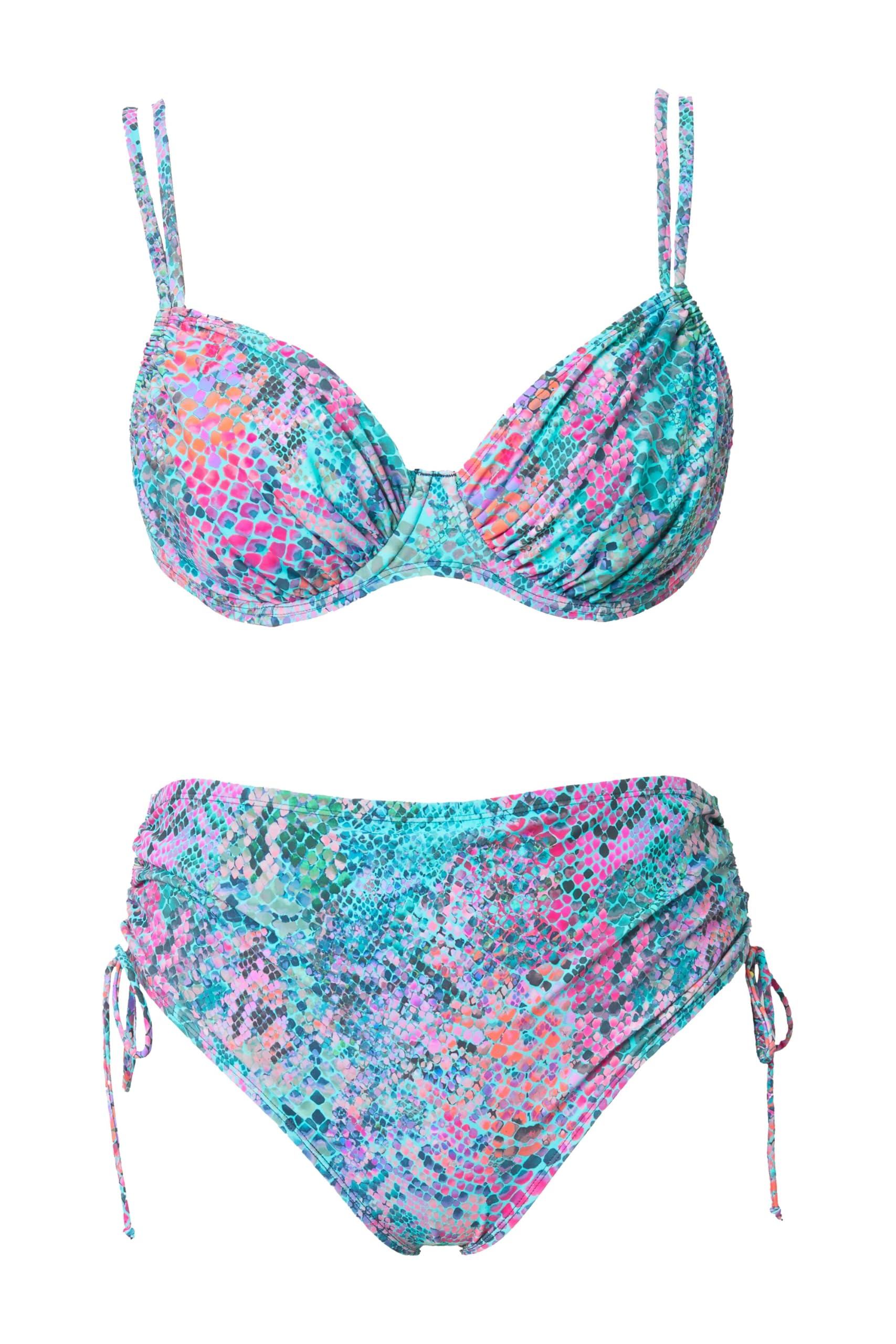 Ulla Popken Bikini con Design Pitonato, Coppe con Ferretto e Spalline Doppie e Regolabili 815206