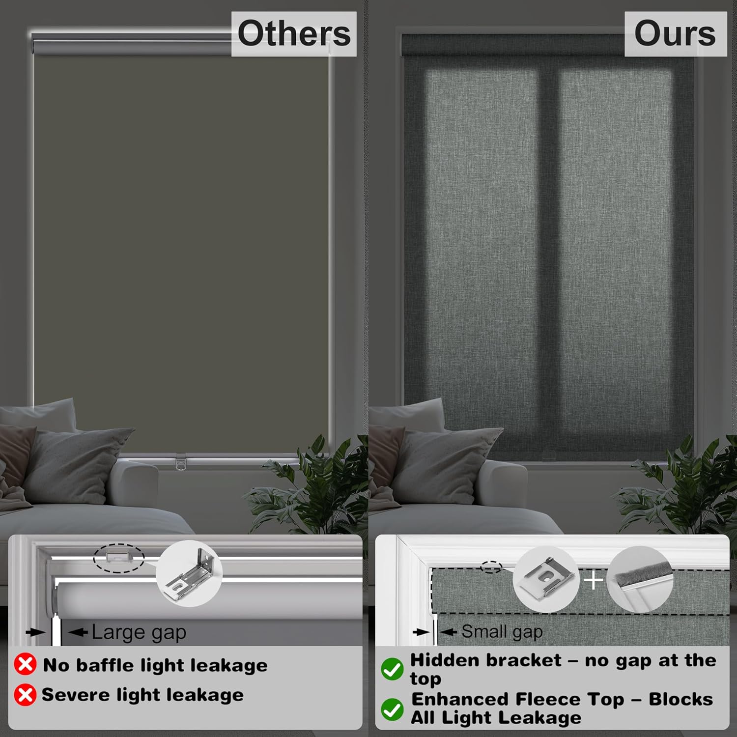 BERISSA Light Filtering Roller Shades for Indoor Window,Free-Stop Cordless Natural Linen Fabric Window Blinds Thermal Insulated UV Protection Roller Window Shades for Home,Filtering Gray,20"W x 36"H