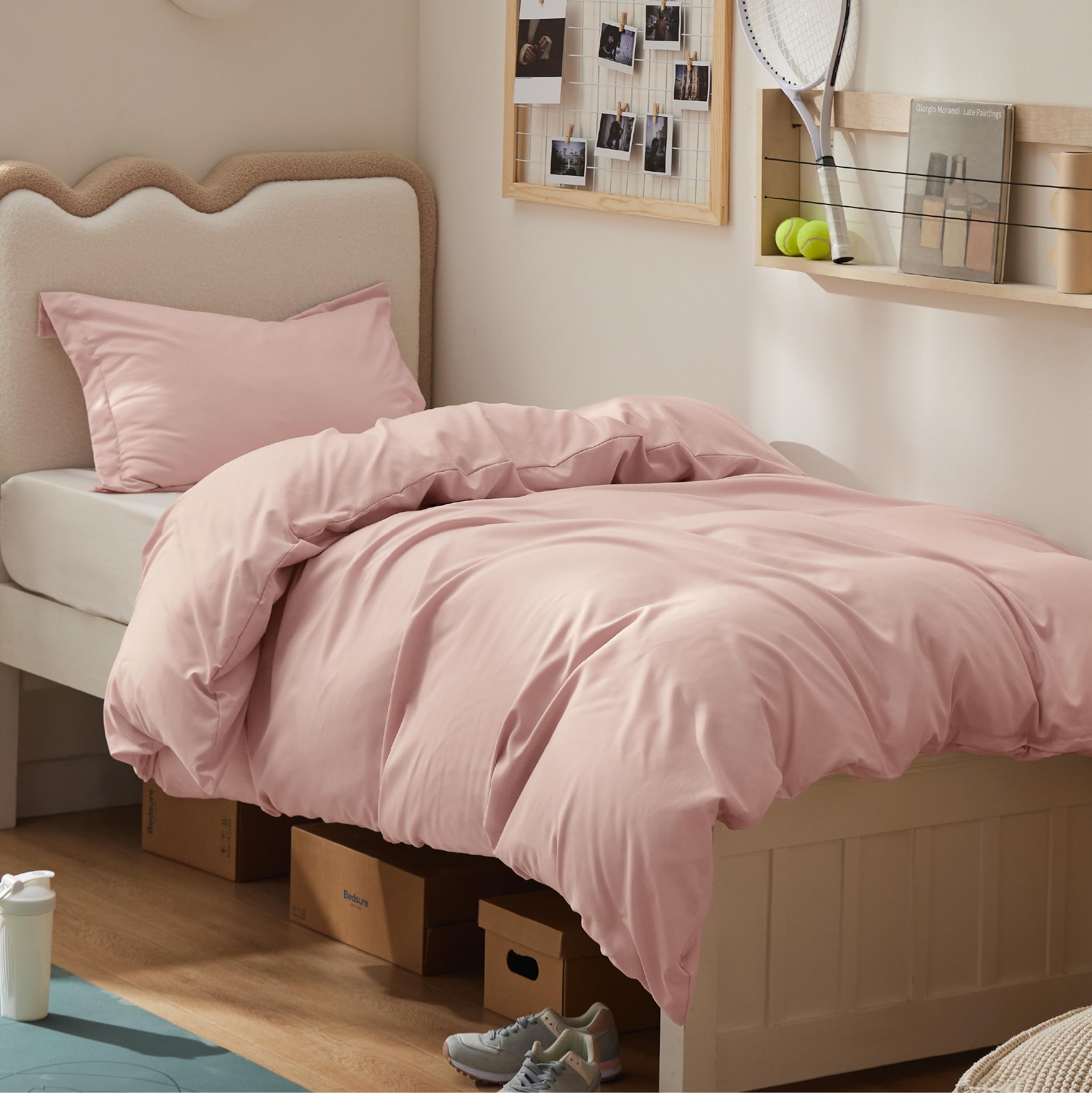 Bedsure Twin/Twin XL Duvet Cover, Double Brushed Bedding Set, Blush Pink