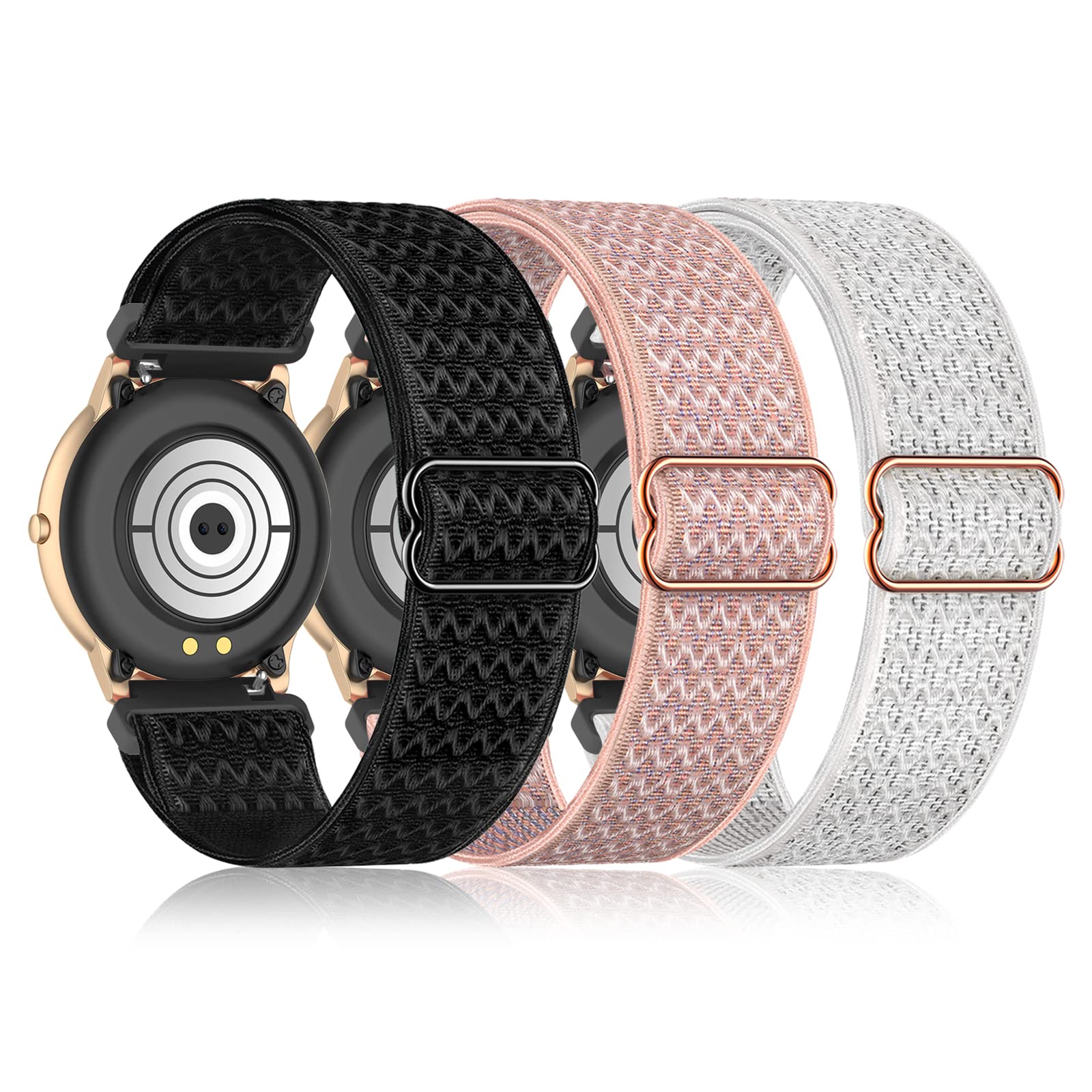 3 Pack 22mm Bands Compatible with AGPTEK LW11/Fossil Men's Gen 6/5E 44mm Watch,Stretchy Nylon Bands Adjustable Wristbands for Gen 5 LTE/Carlyle/Garrett/Women's Julianna/Gen 4 Explorist HR