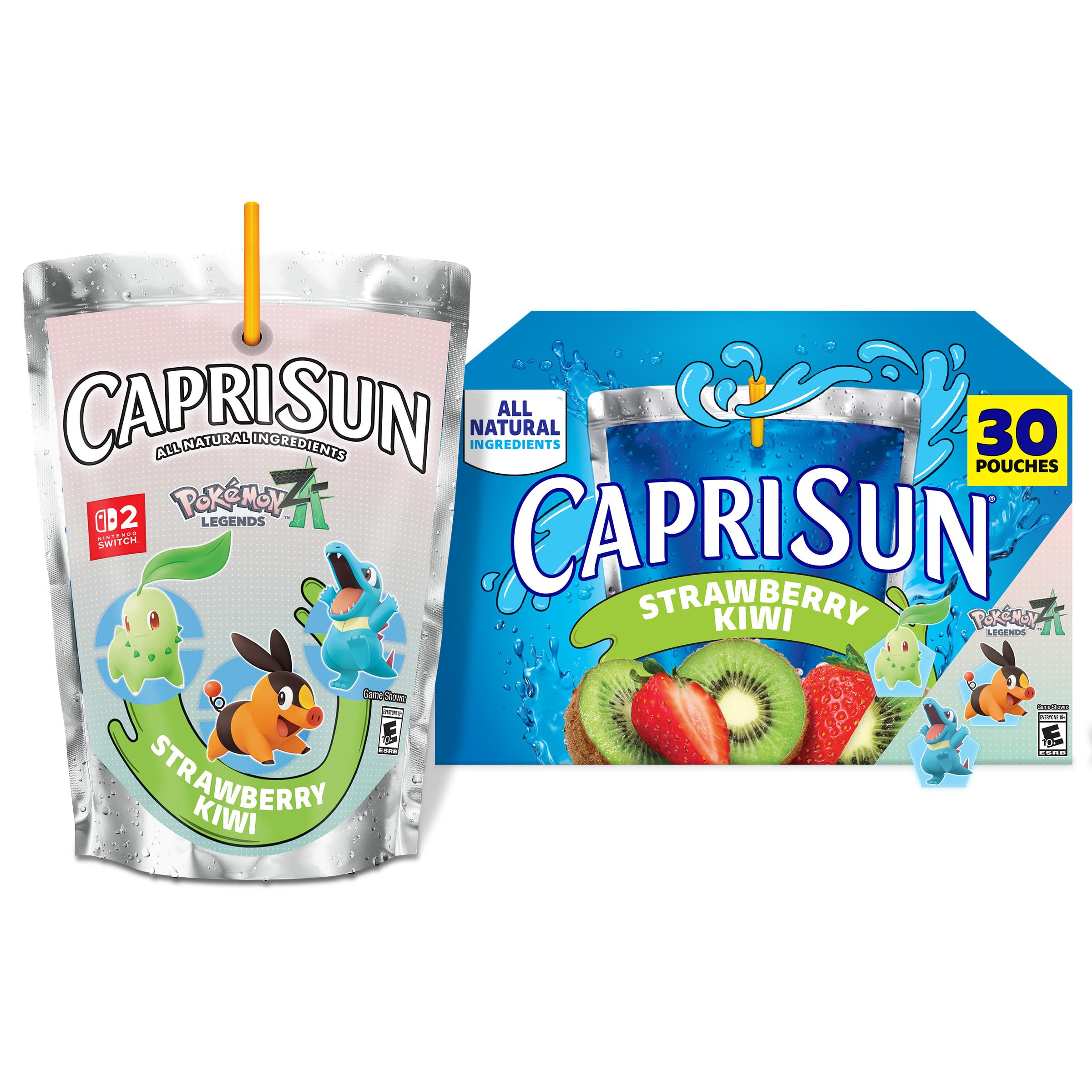 Capri Sun Strawberry Kiwi Naturally Flavored with other natural flavor Juice Drink Blend, 30 ct Box, 6 fl oz Pouches