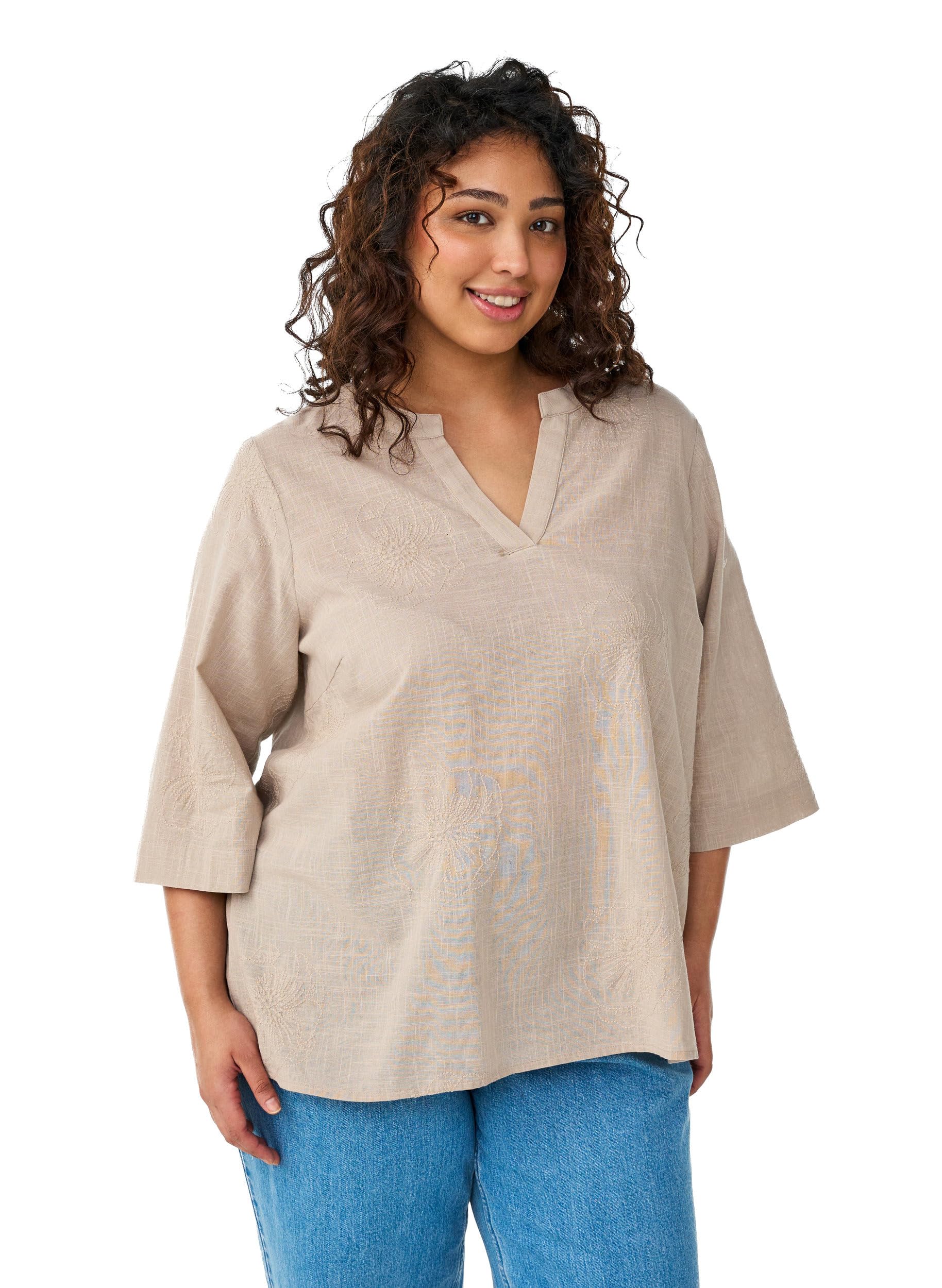 Zizzi Damen Große Größen Bluse Baumwolle 3/4 Ärmel Größe 42-60