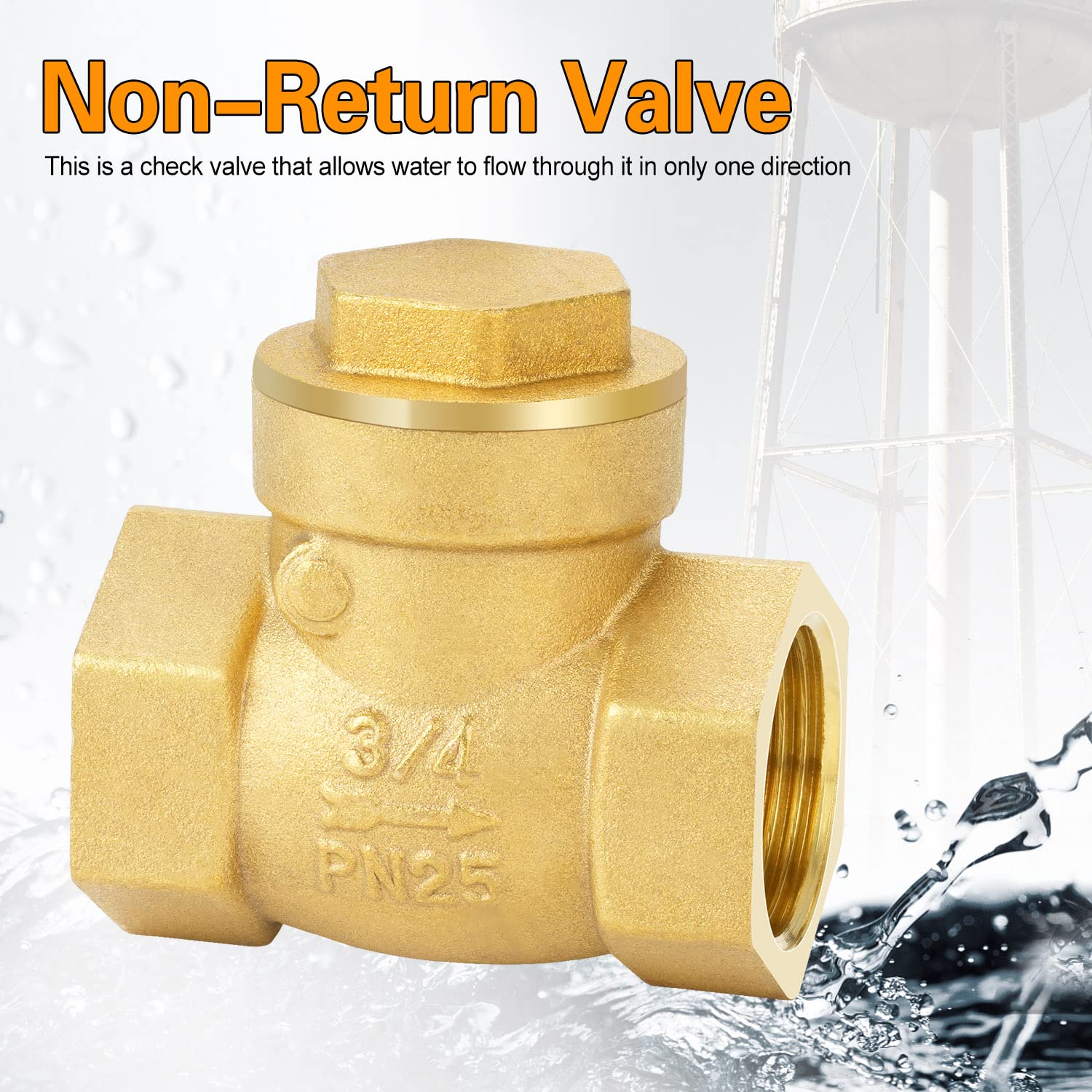 Clapet Anti-retour En Laiton 3/4" - Filetage Extérieur, Idéal Pour Pompes, Machines à Laver Et Systèmes D'arrosage