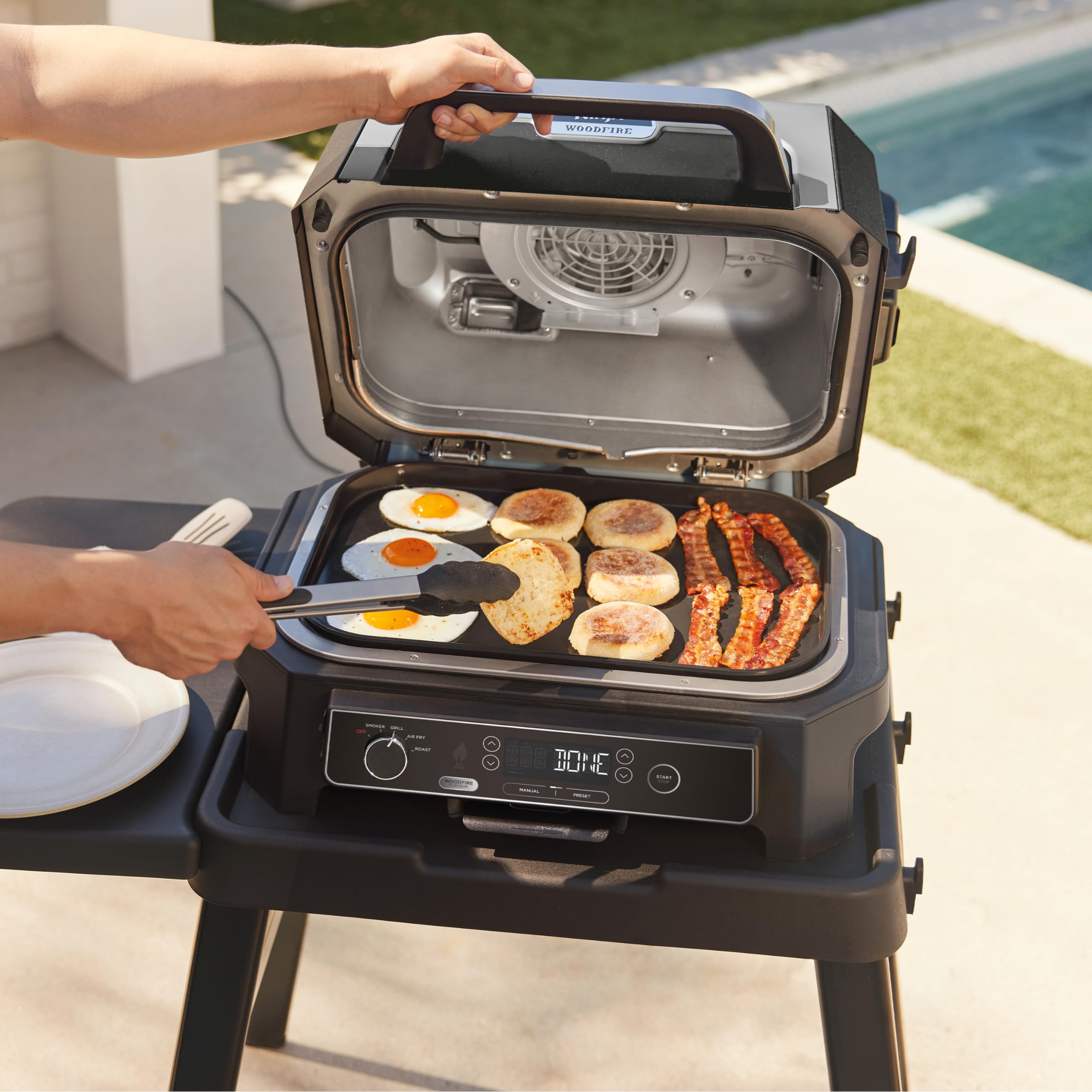 Ninja Woodfire XL płaski talerz, nieprzywierający, płaski talerz, oficjalne akcesorium, kompatybilne z Ninja Woodfire XL BBQ Grill OG850 / OG901, czarny, XSKOGXLFPLTEU
